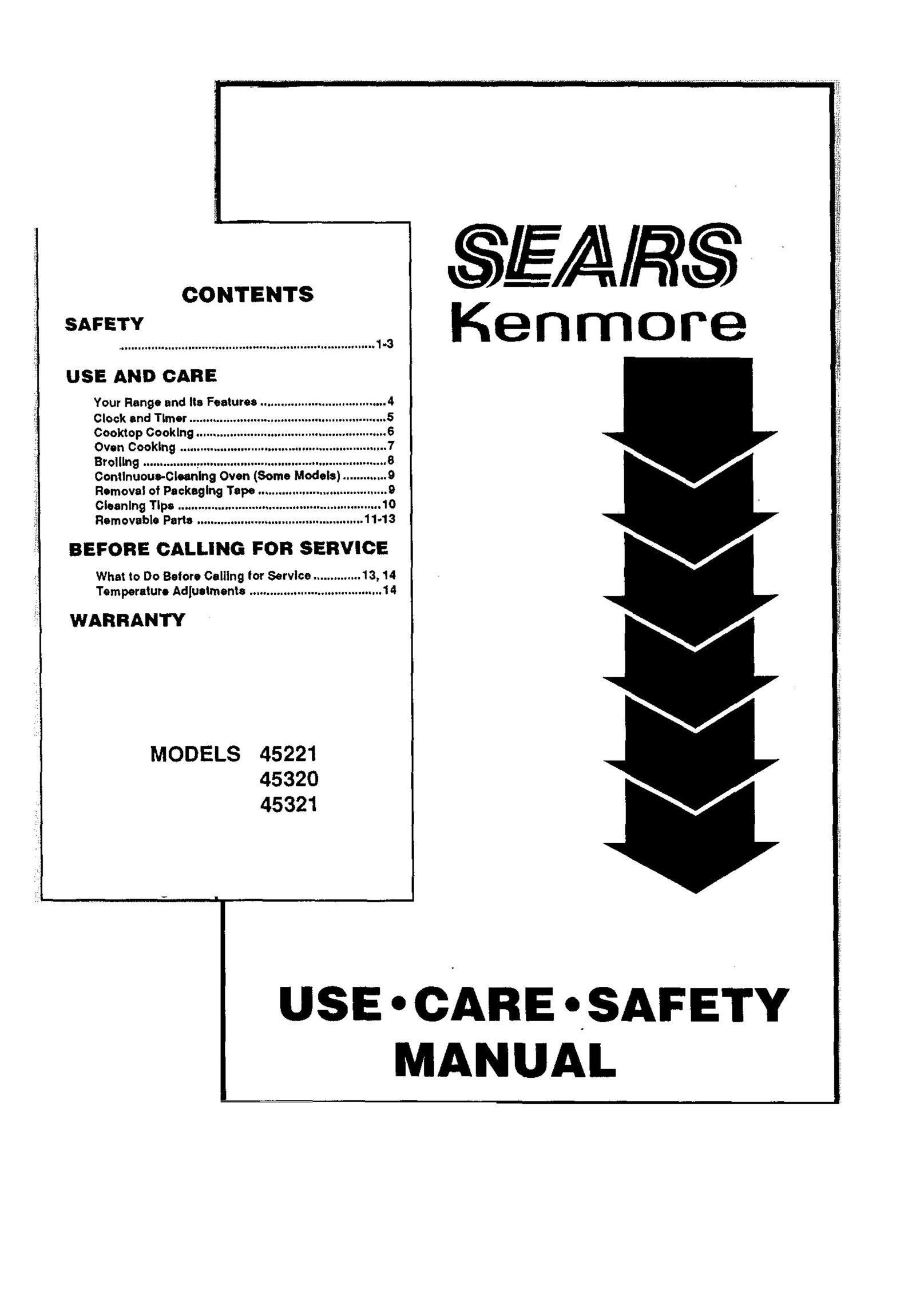 Sears 45321 Range User Manual