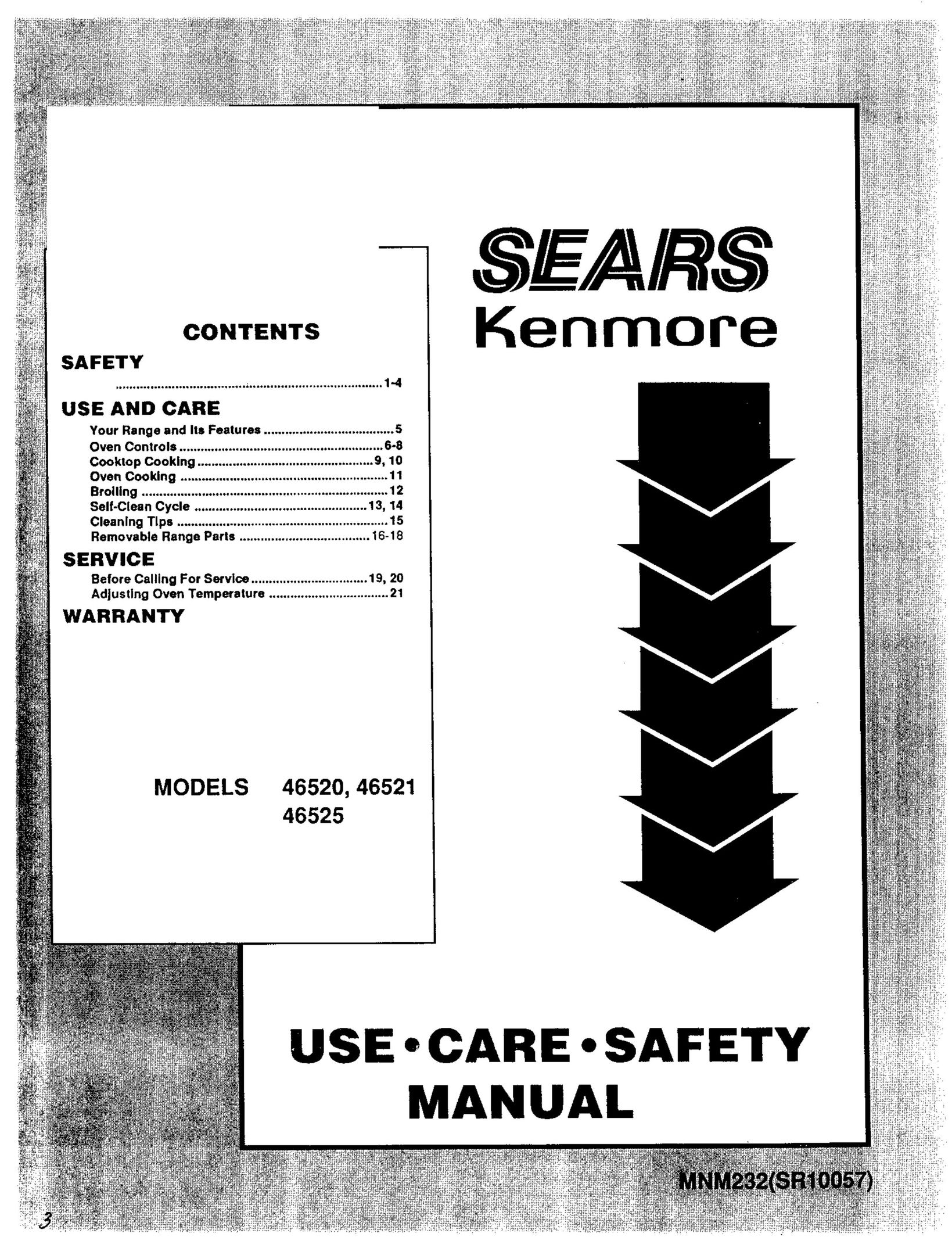 Sears 46520 Range User Manual