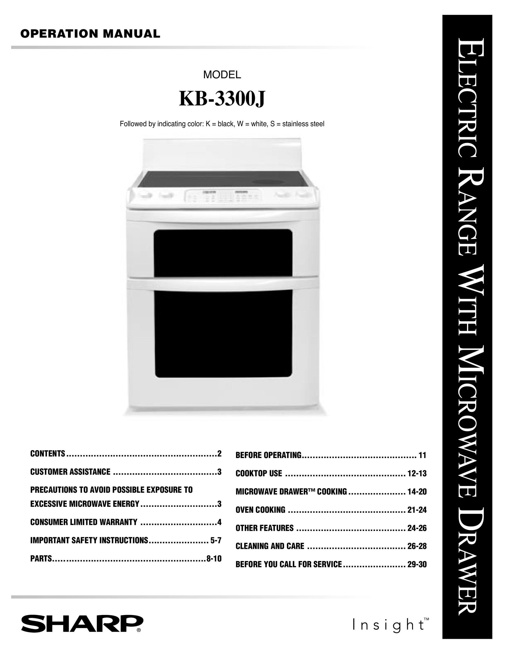 Sharp KB-3300JK Range User Manual