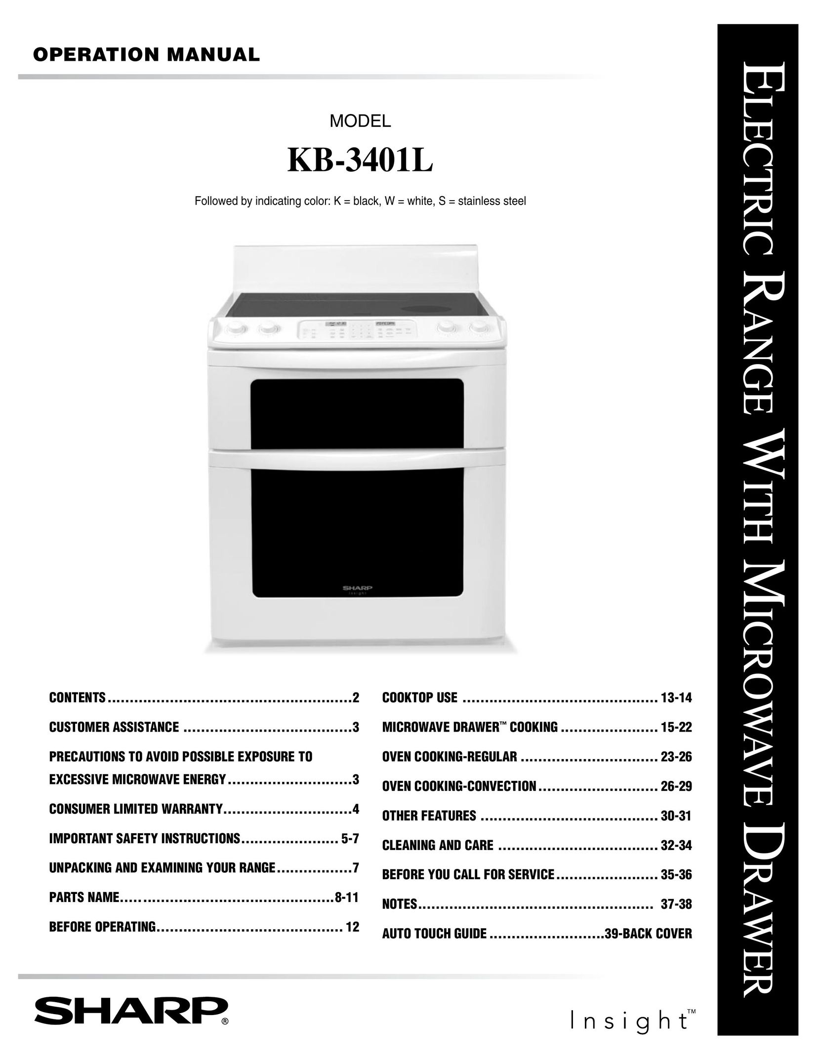 Sharp KB-3401L Range User Manual