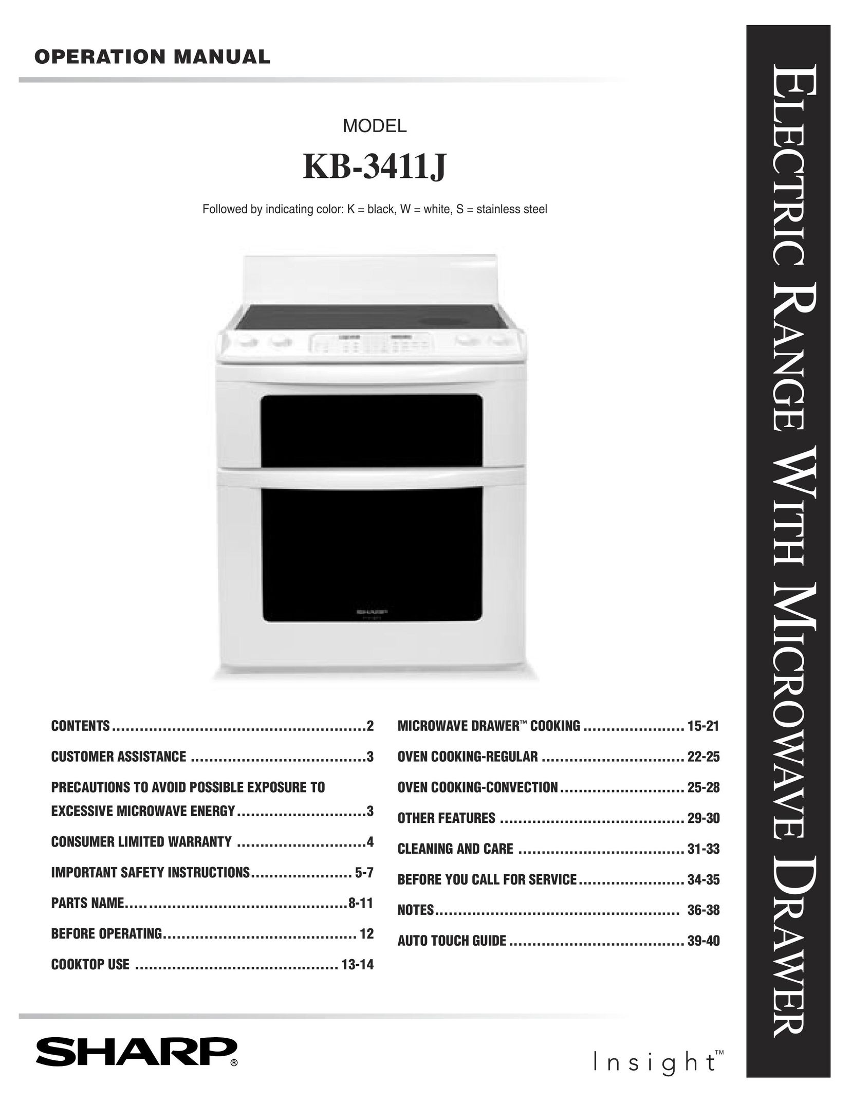 Sharp KB-3411J Range User Manual