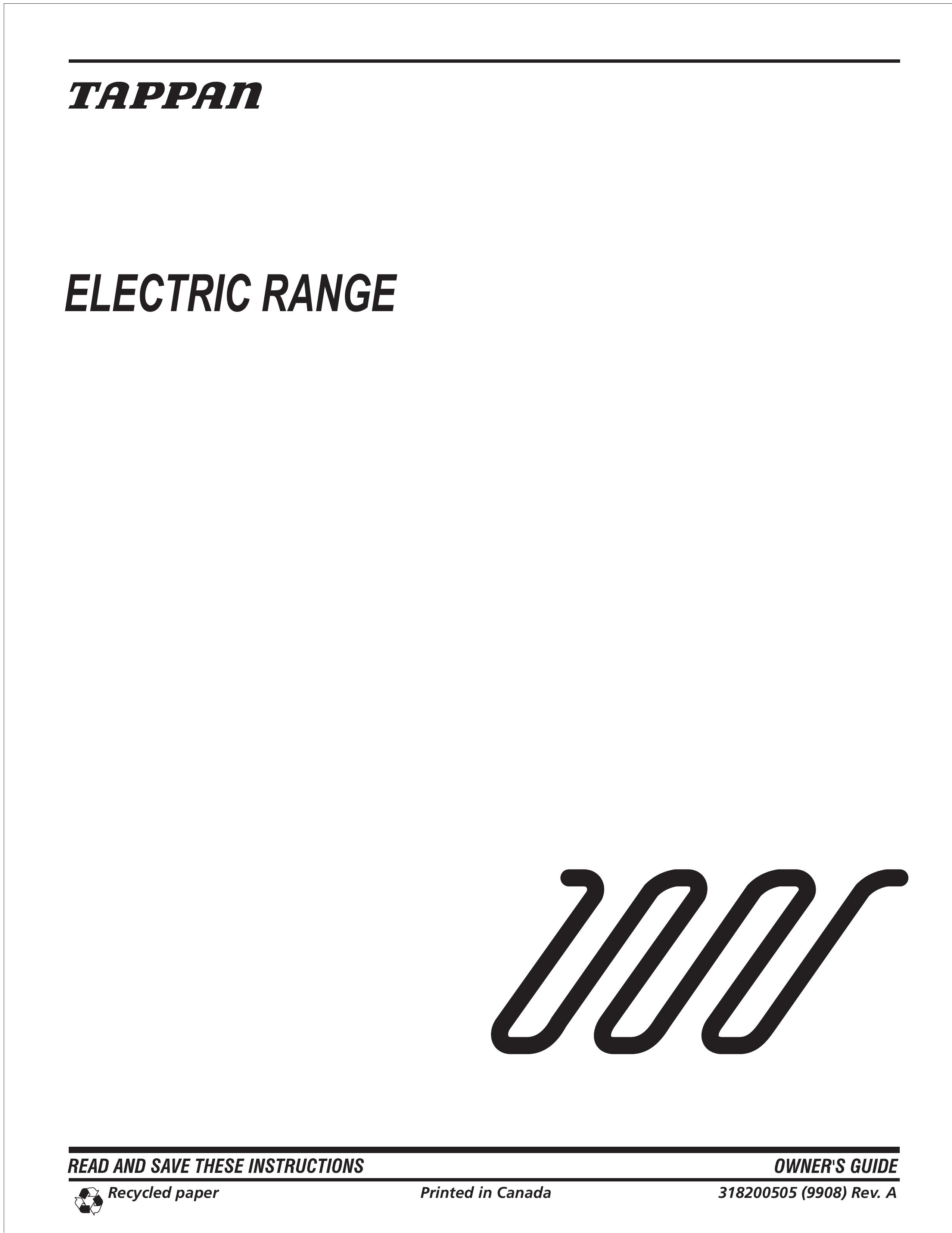 Tappan 318200505 Range User Manual