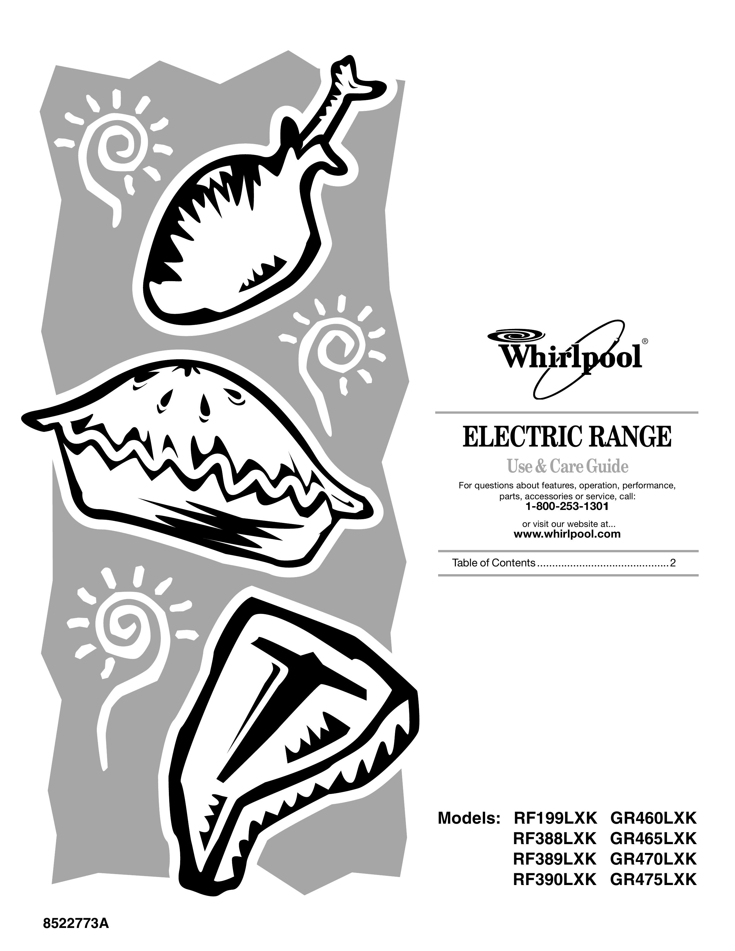 Whirlpool 8522773A Range User Manual