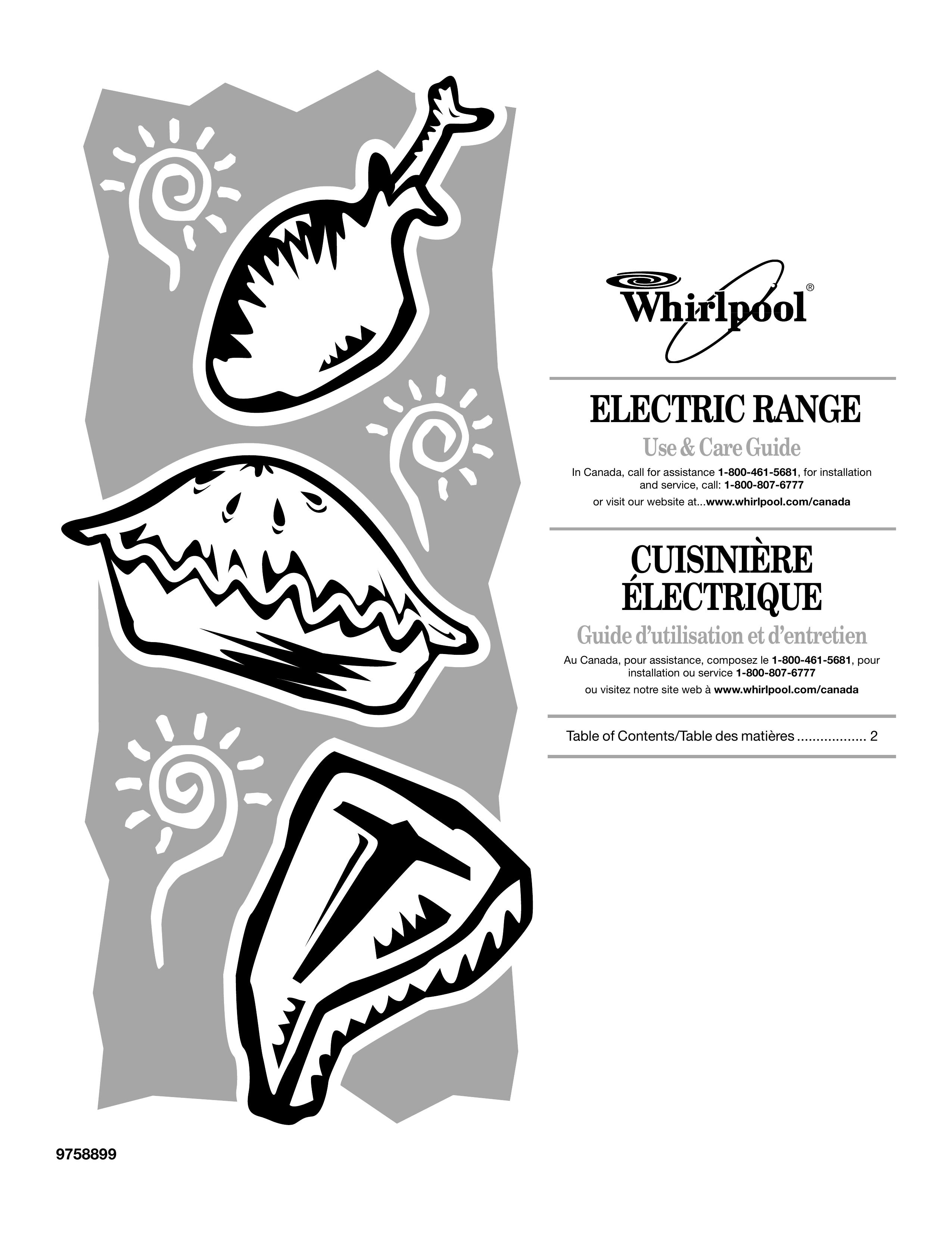 Whirlpool 9758899 Range User Manual