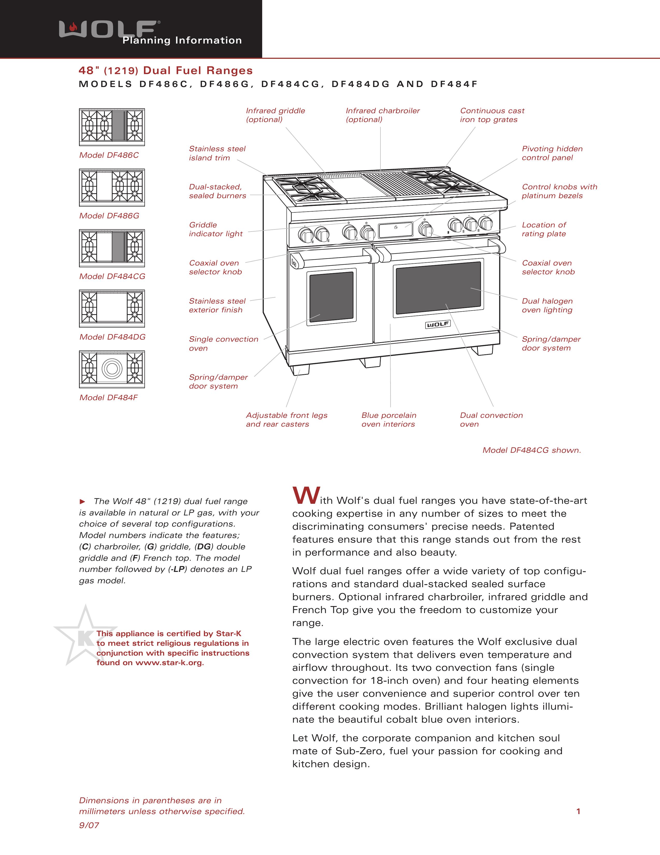 Wolf Appliance Company DF484F Range User Manual