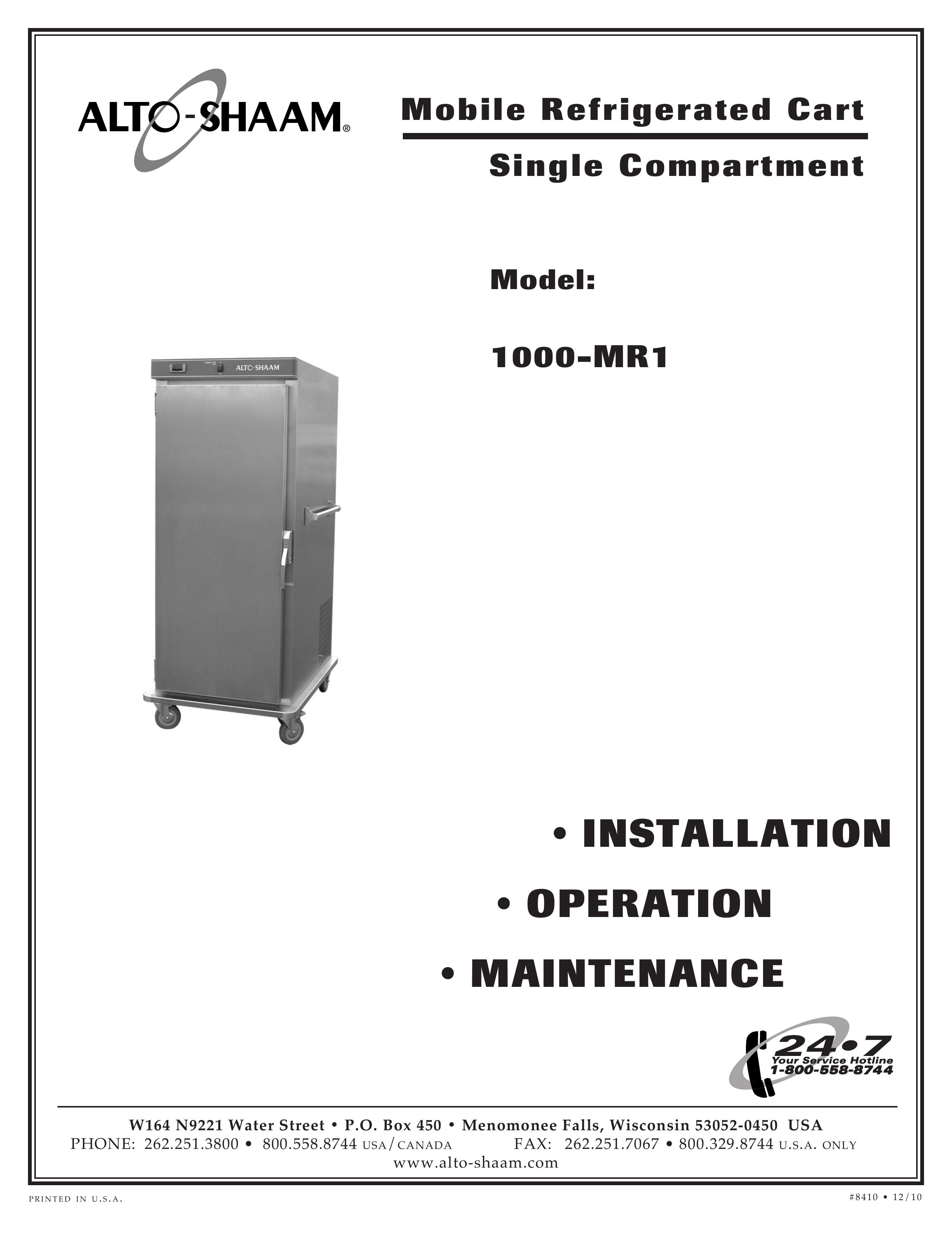 Alto-Shaam movile refrigerated cart single comartment Refrigerator User Manual