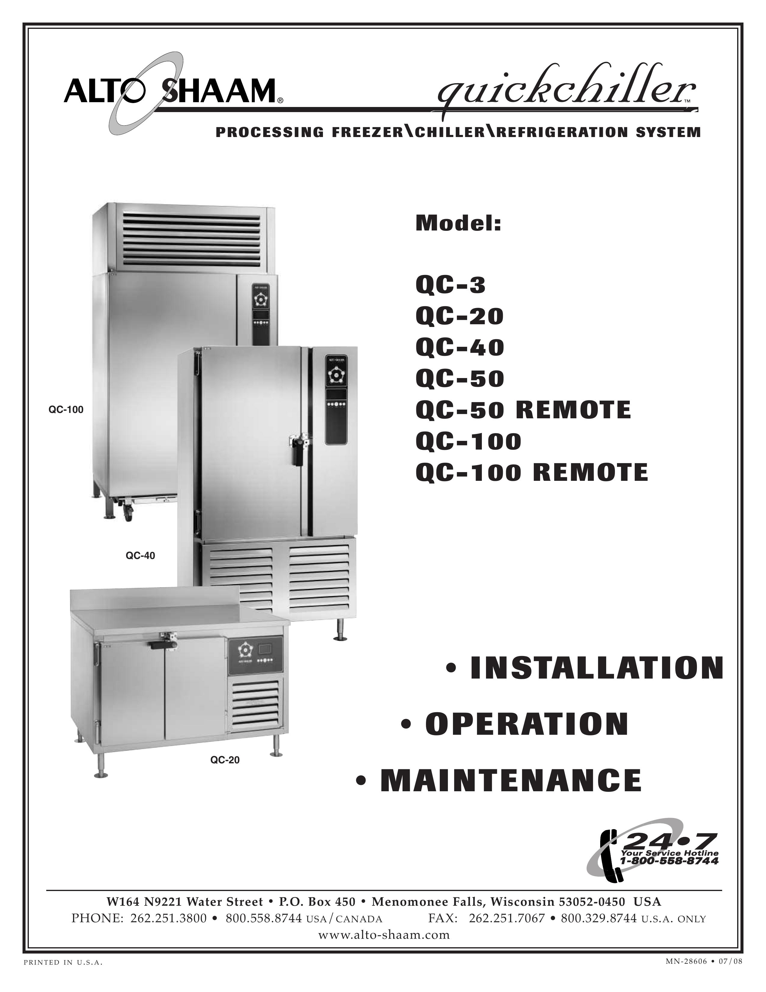 Alto-Shaam QC-100 REMOTE Refrigerator User Manual