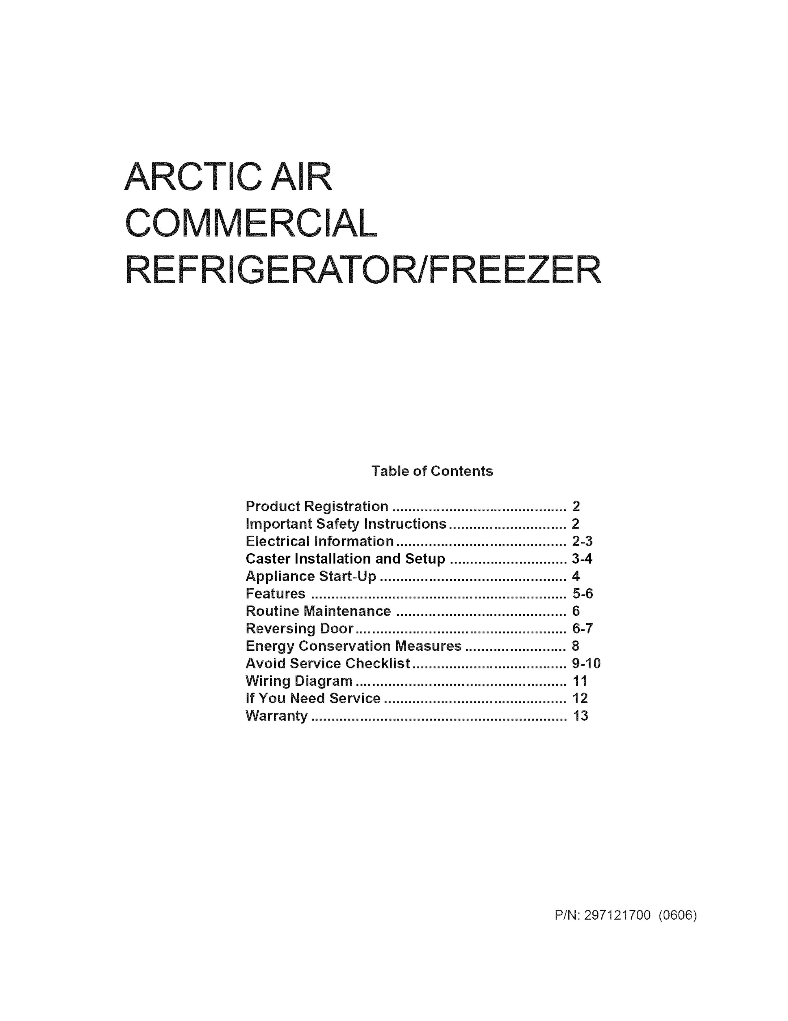 Arctic Air Refrigerator Refrigerator User Manual