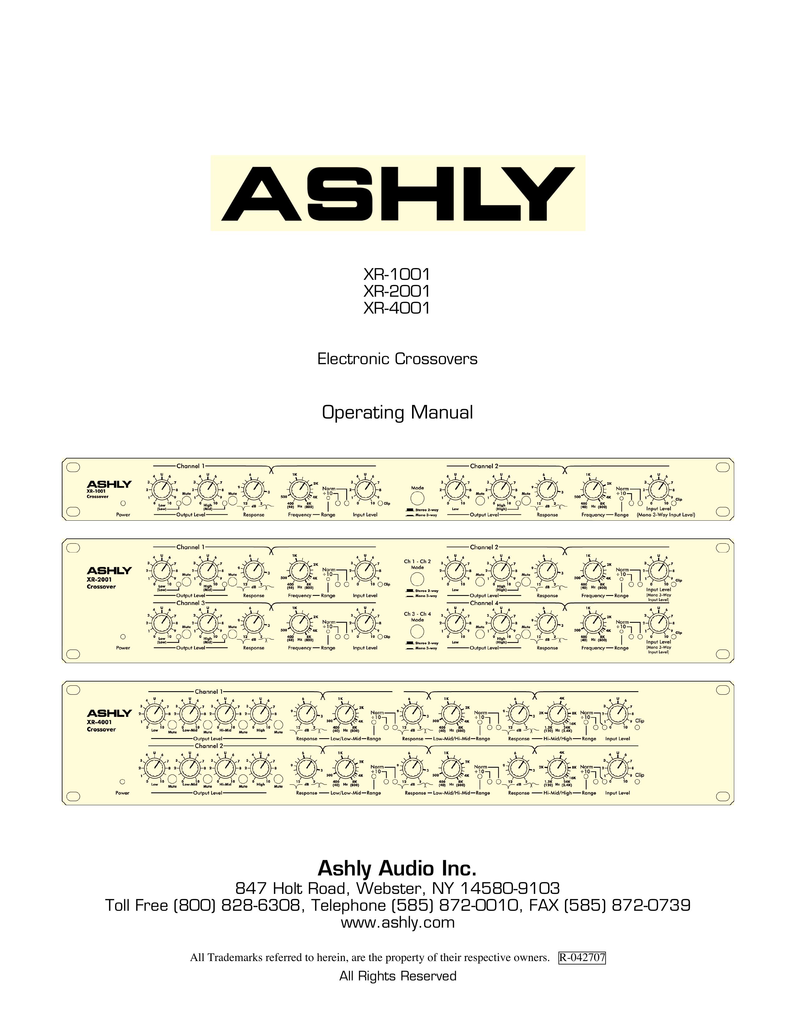 Ashly XR-2001 Refrigerator User Manual