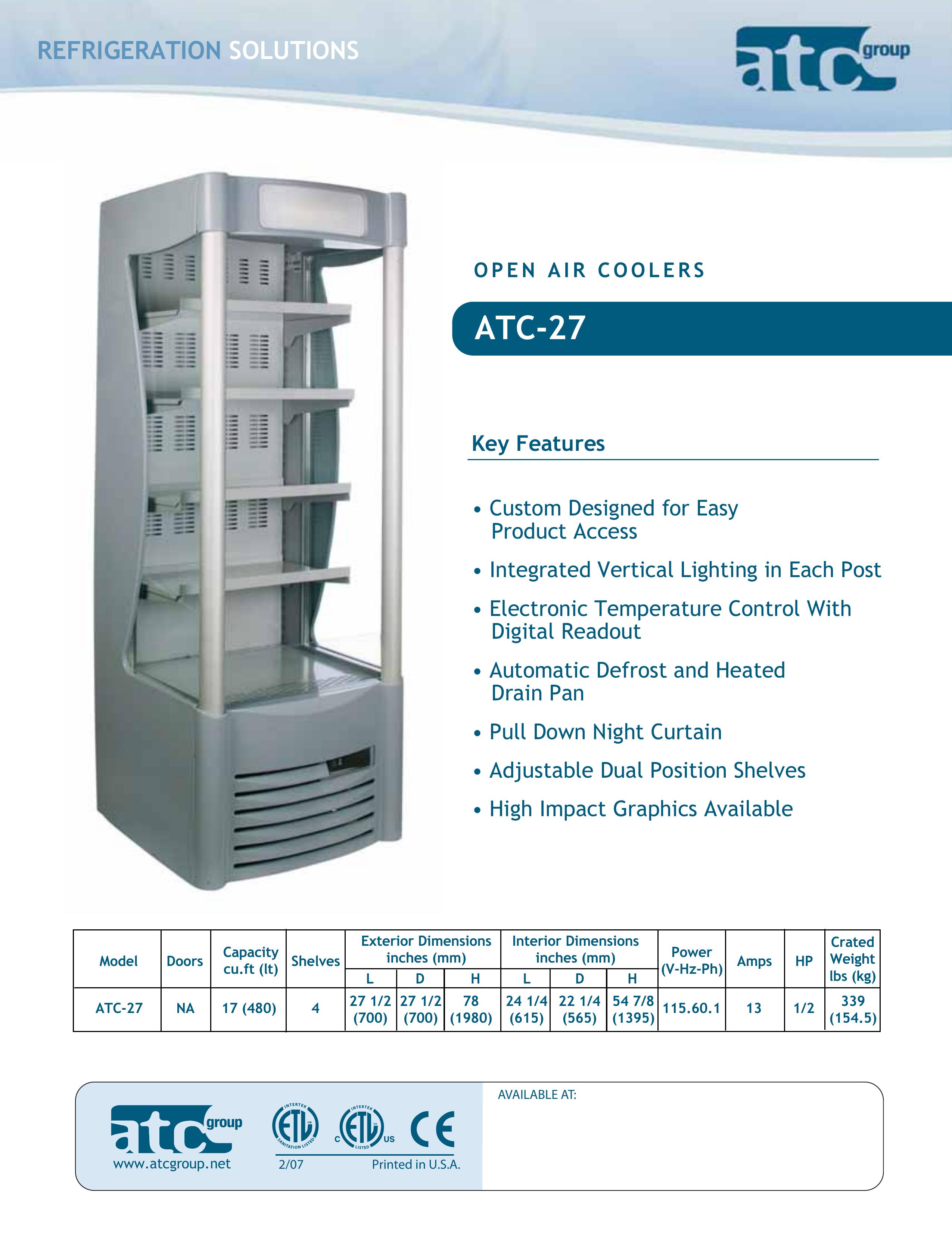 ATC Group ATC27 Refrigerator User Manual