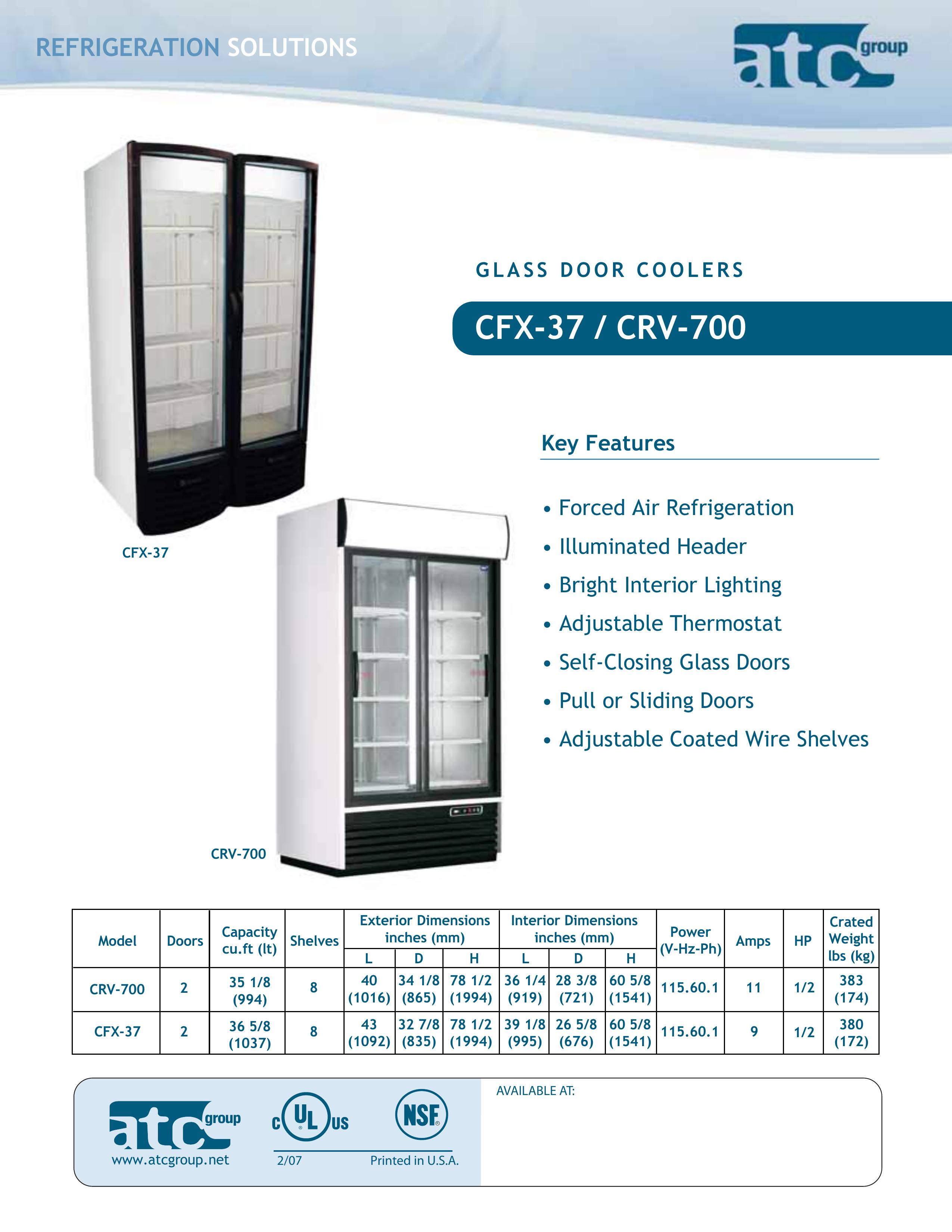 ATC Group CRV 700 Refrigerator User Manual