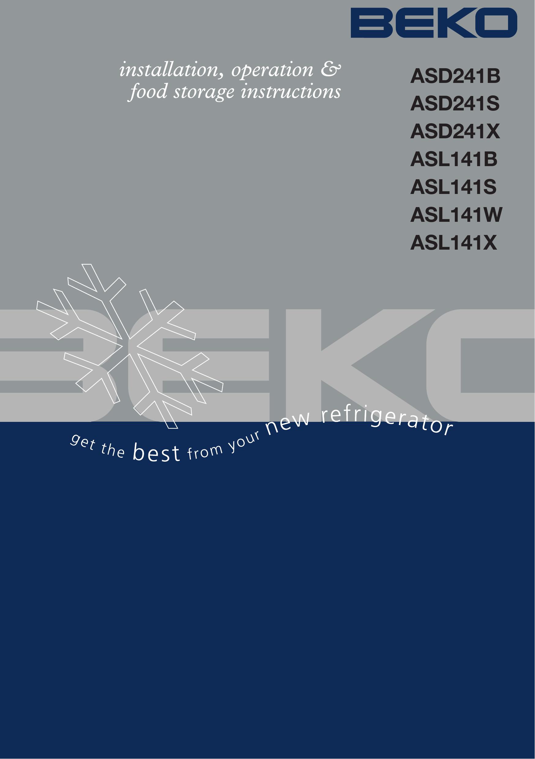Beko ASL141X Refrigerator User Manual