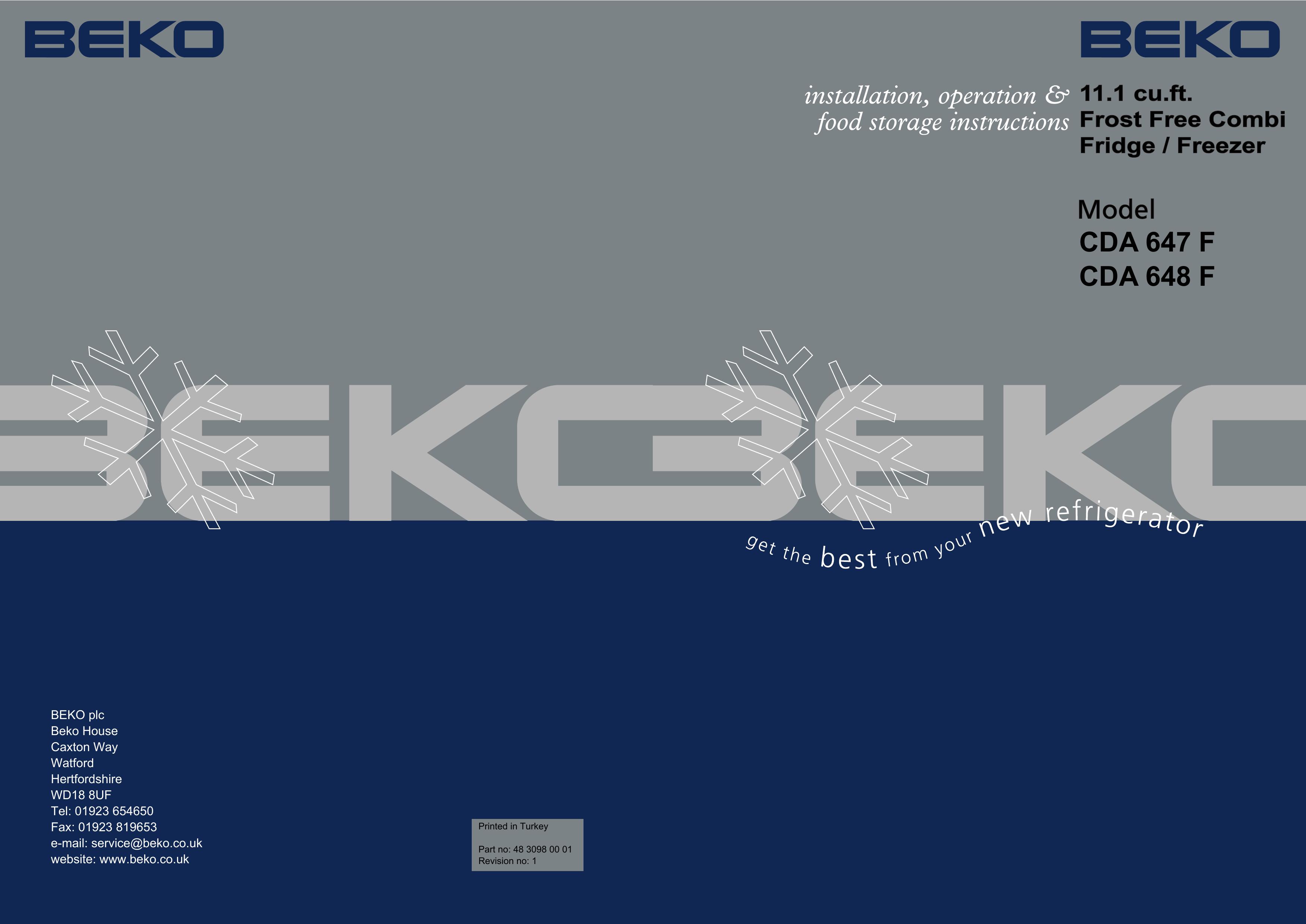 Beko CDA 647 F Refrigerator User Manual