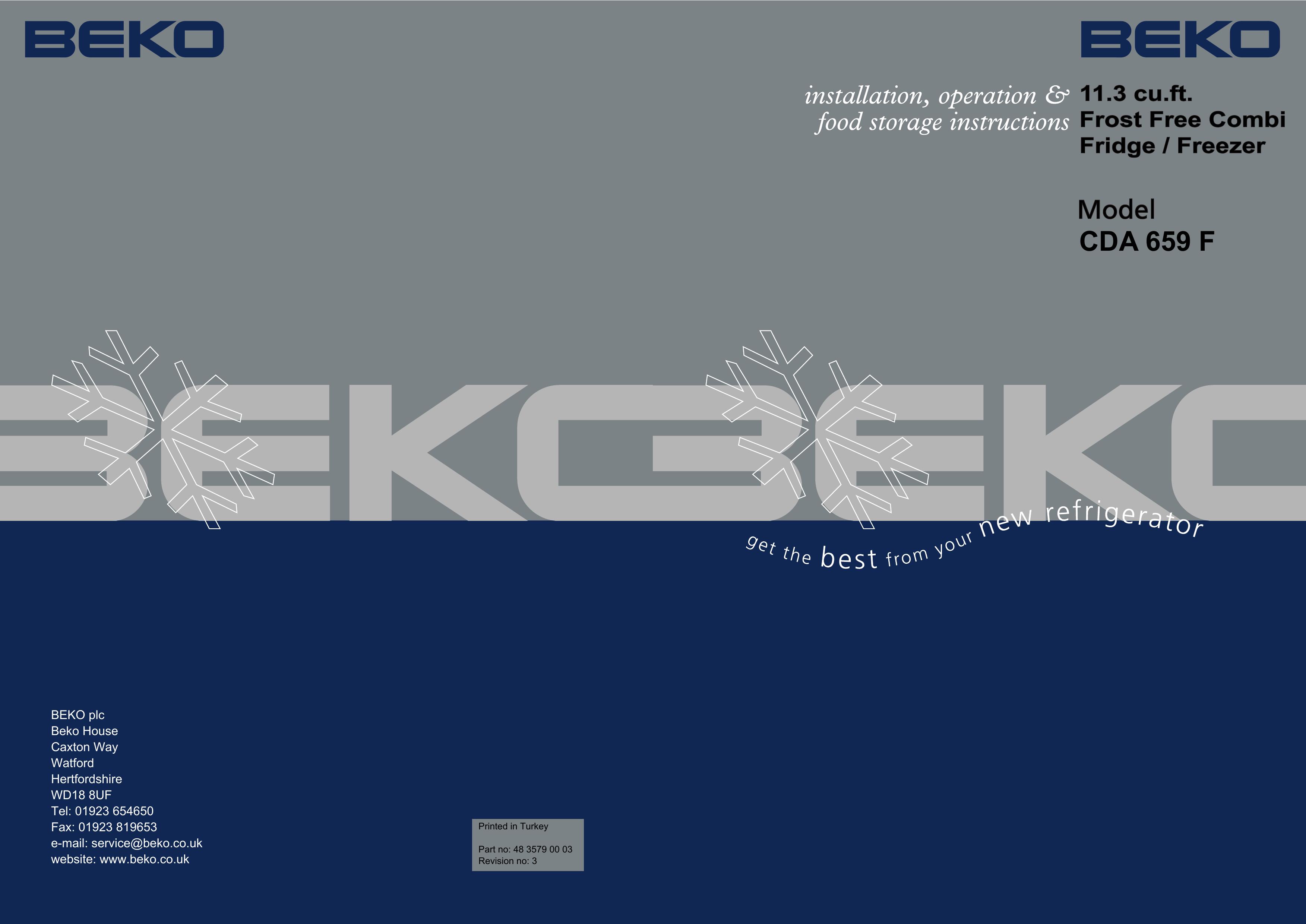Beko CDA 659 F Refrigerator User Manual