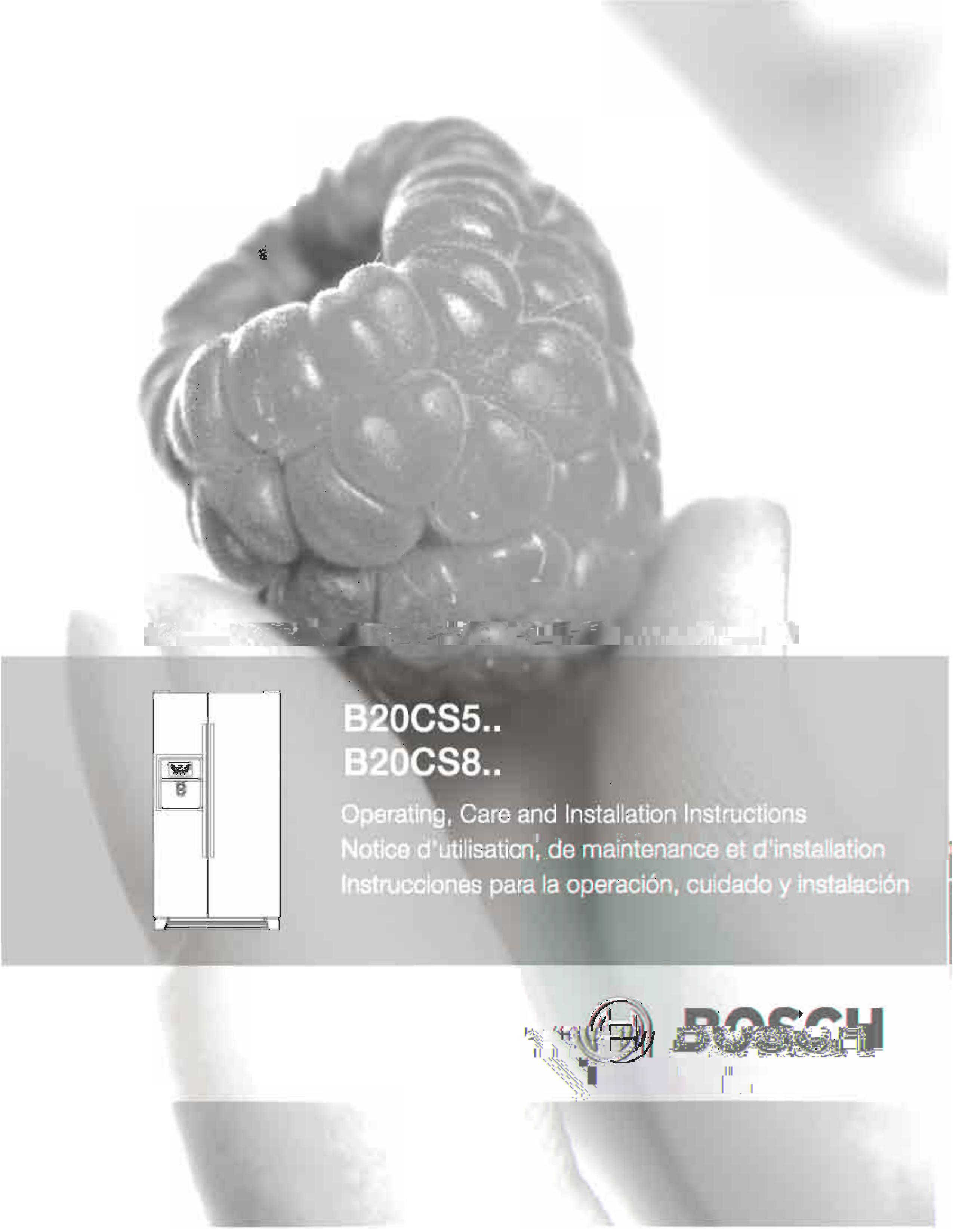 Bosch Appliances B20CS8 Refrigerator User Manual