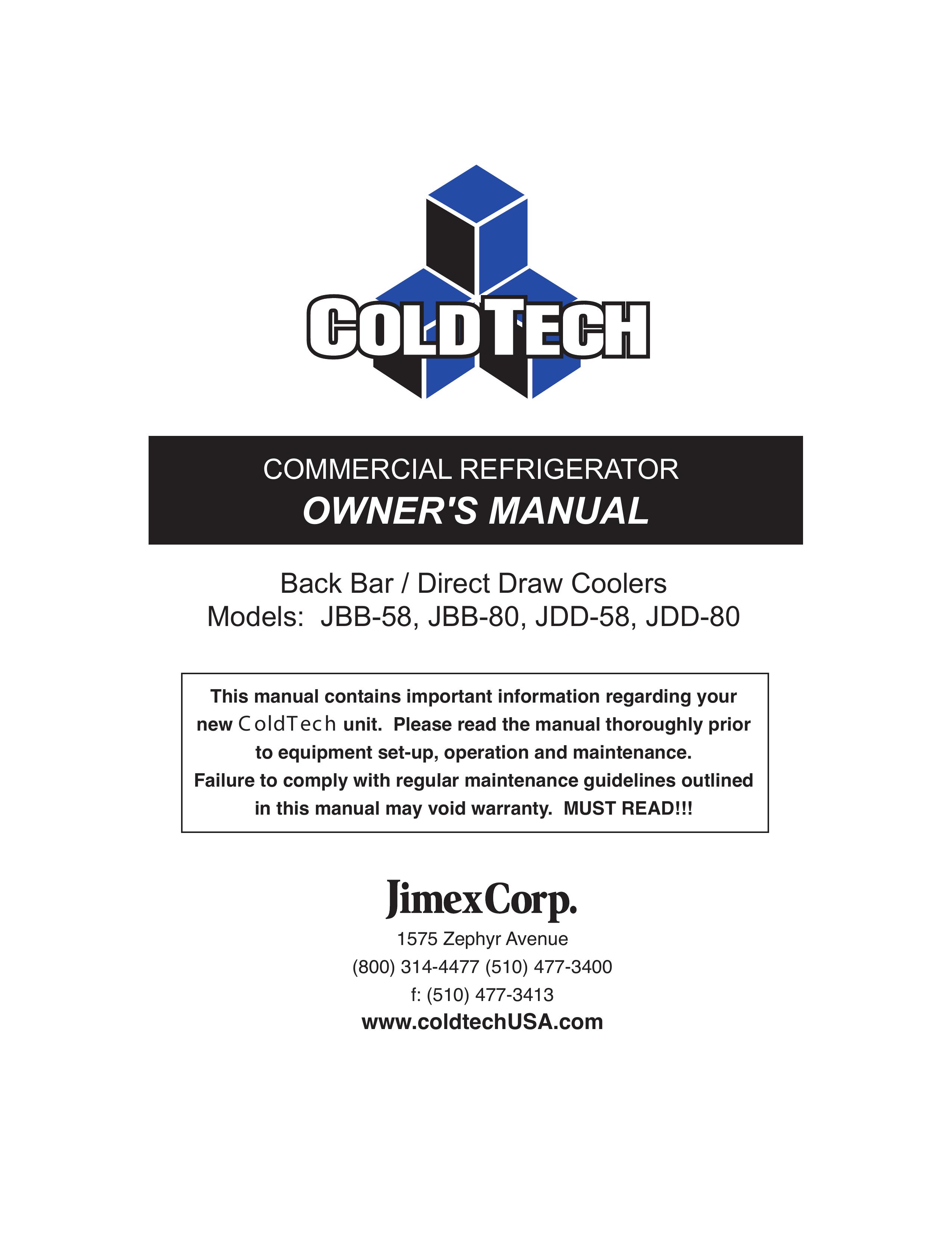 ColdTech JBB-58 Refrigerator User Manual