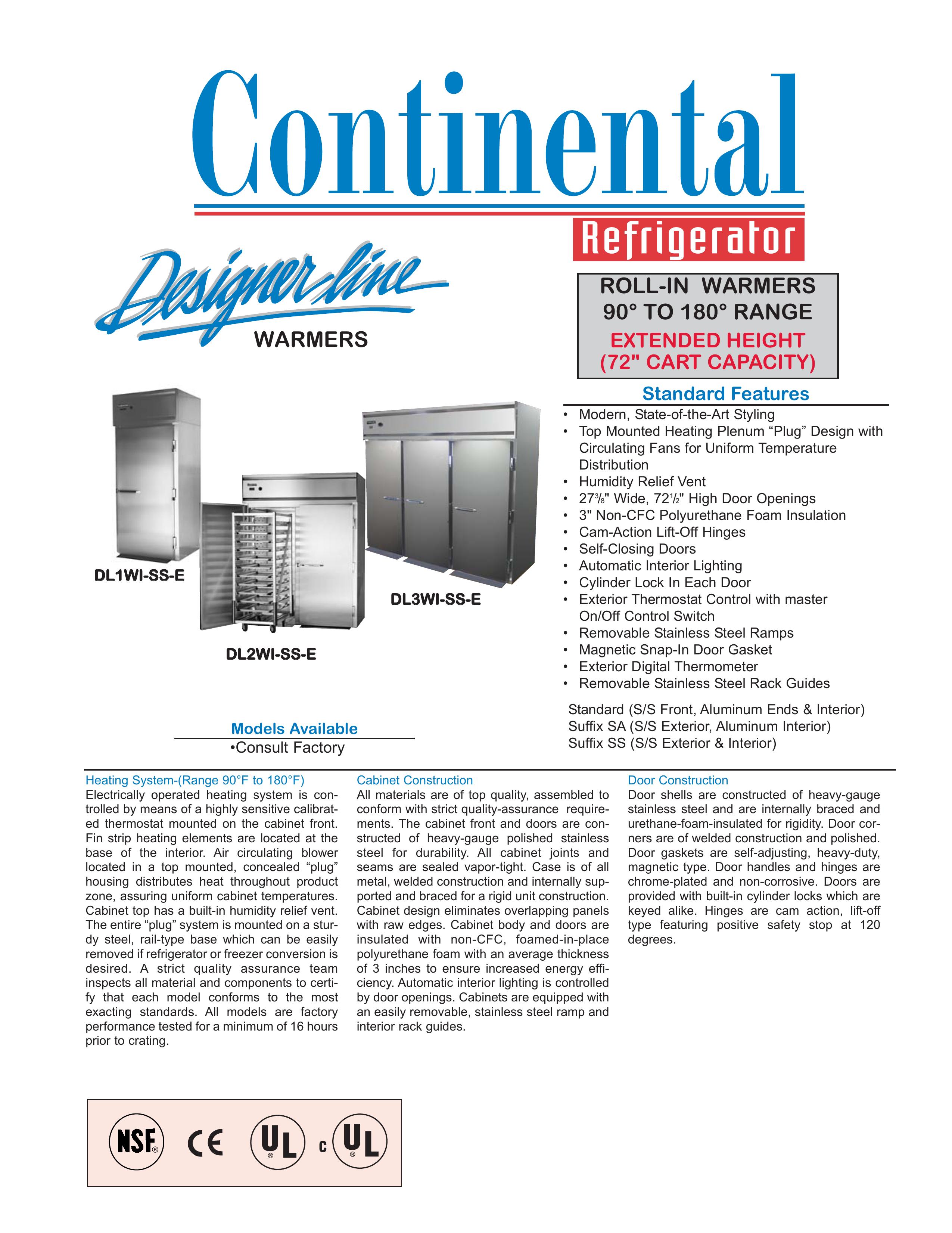 Continental DL3WI-SS-E Refrigerator User Manual