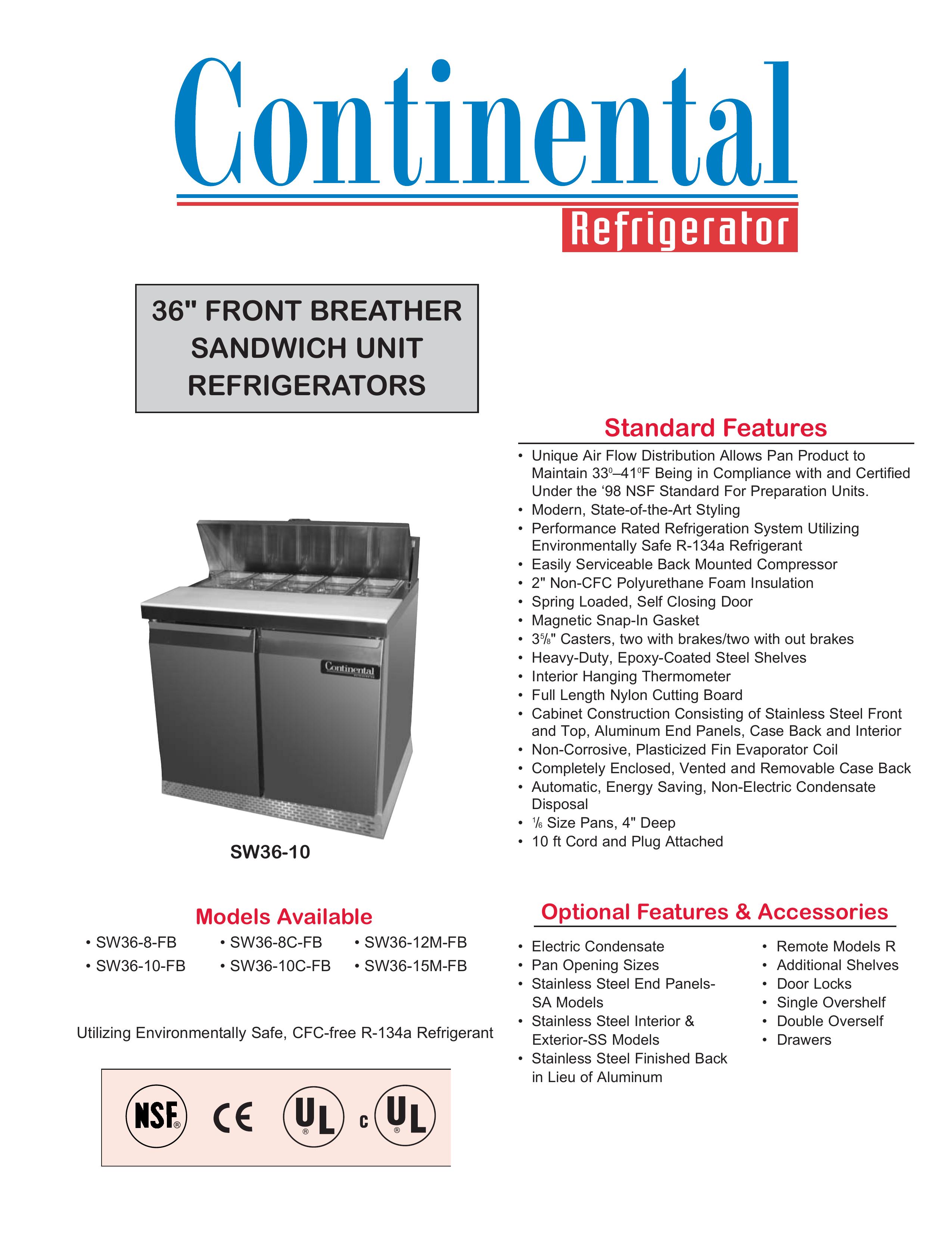 Continental Refrigerator SW36-12M-FB Refrigerator User Manual