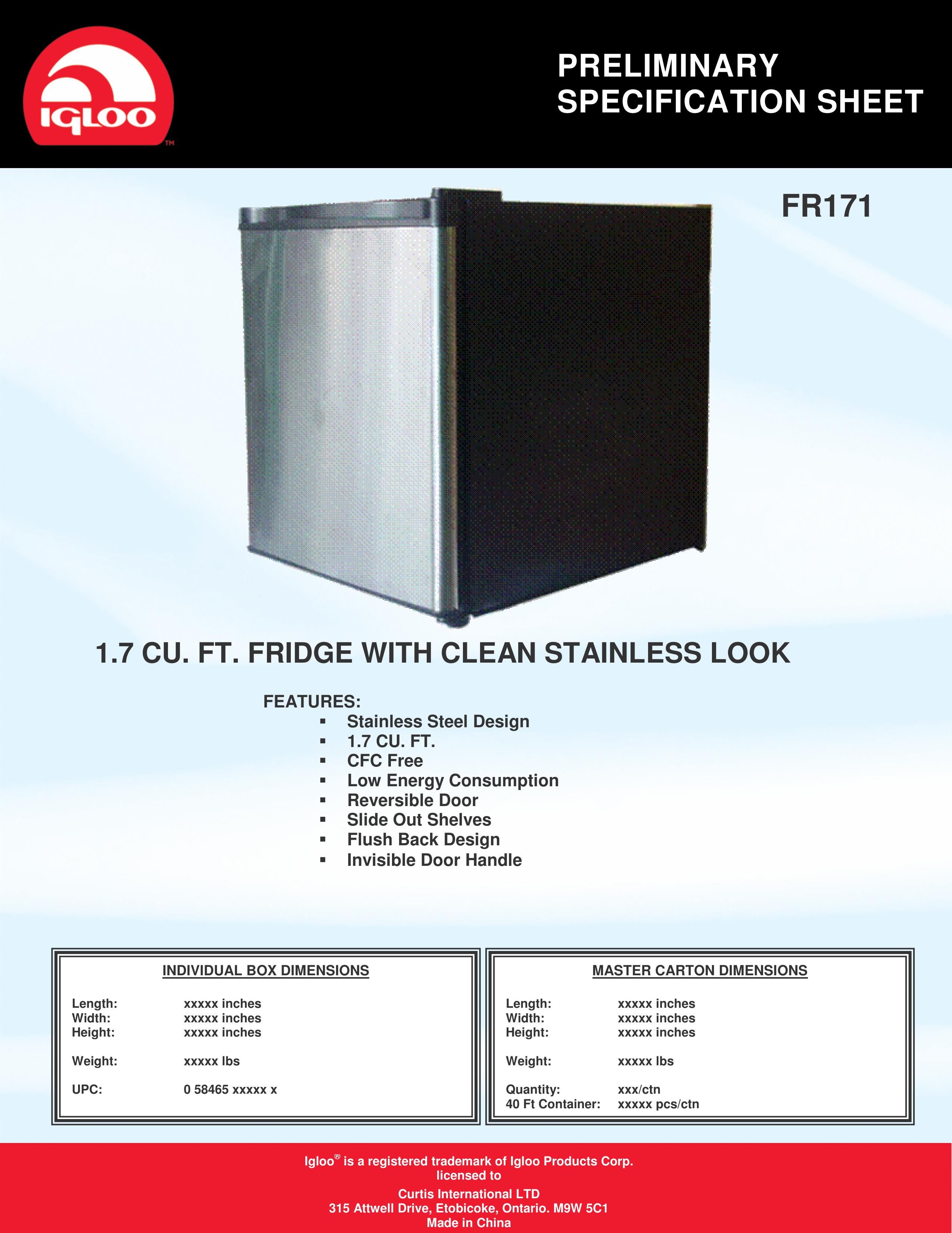 Curtis FR171 Refrigerator User Manual