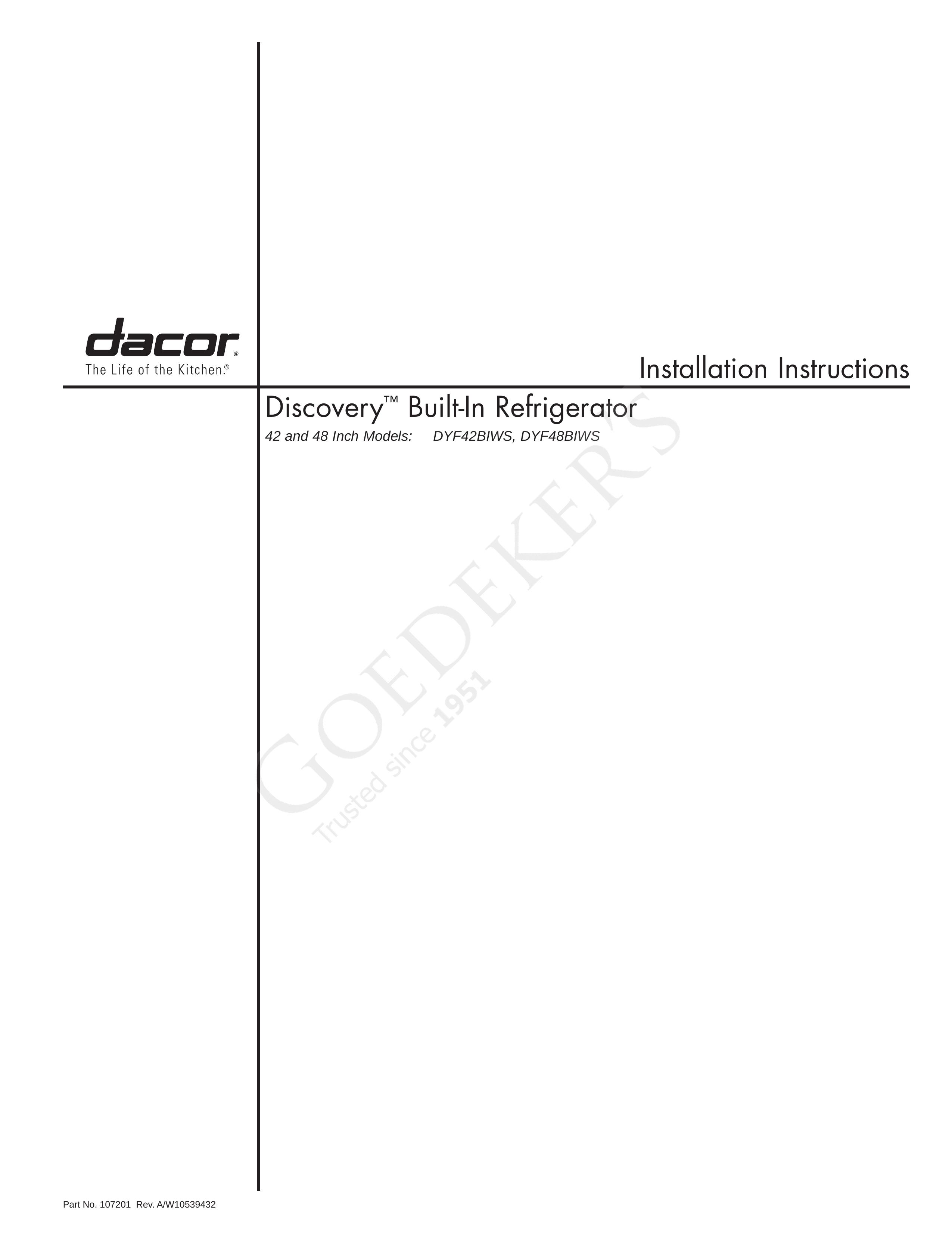 Dacor DYF428IWS Refrigerator User Manual