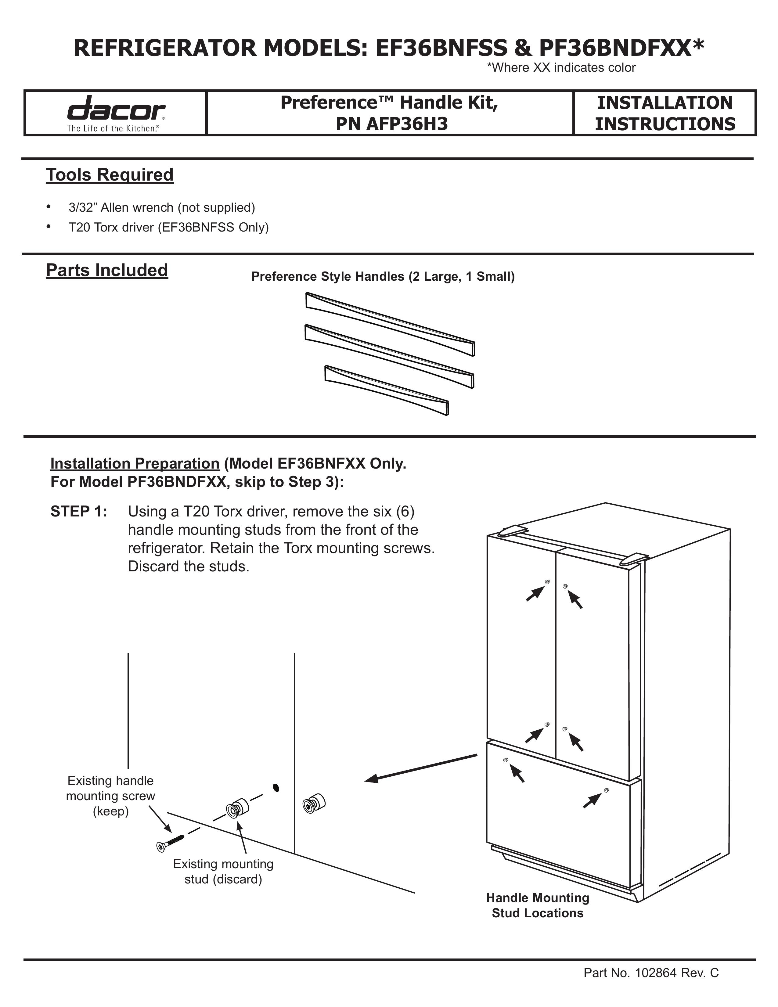 Dacor EF36BNFSS Refrigerator User Manual