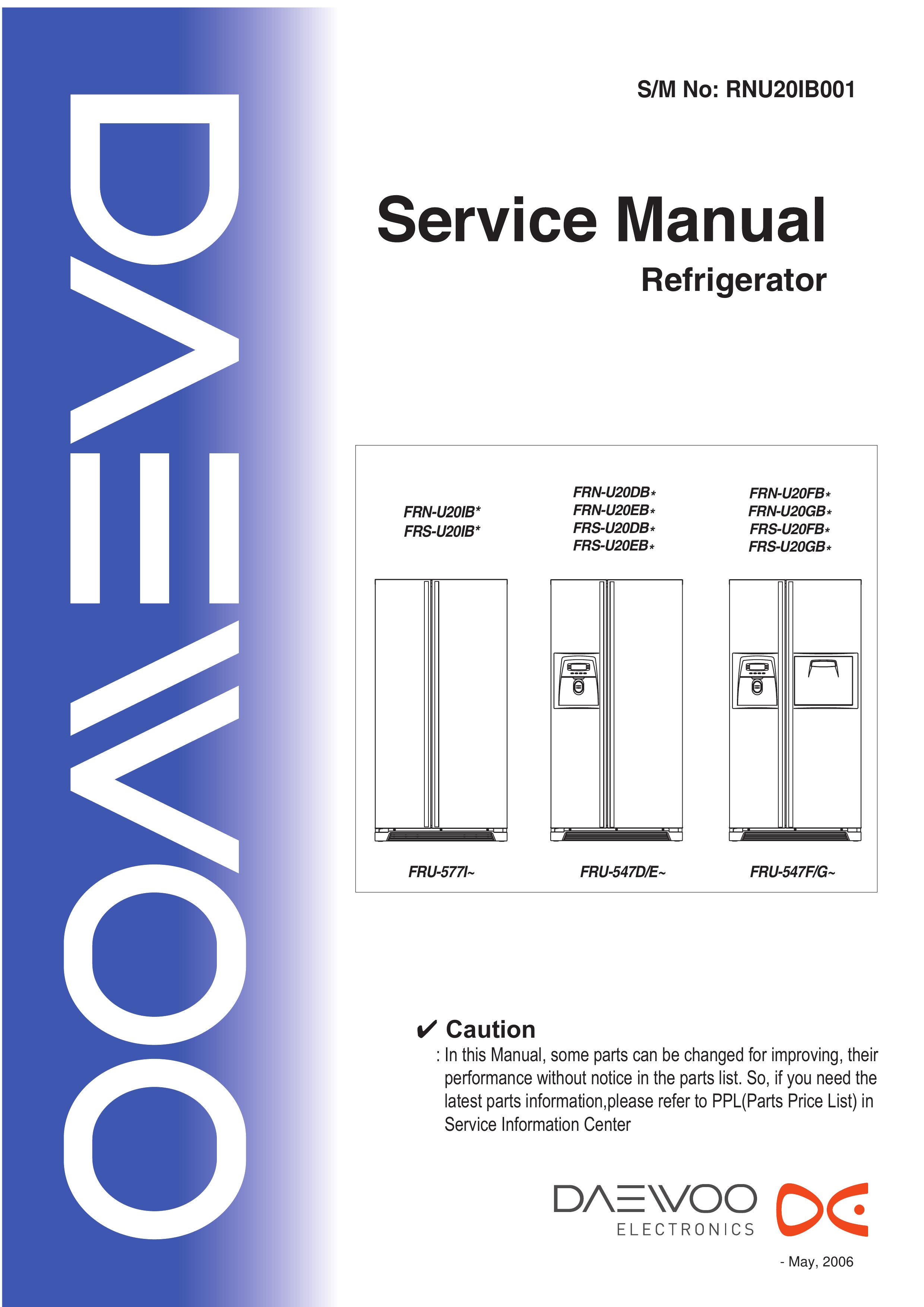Daewoo frs20 Refrigerator User Manual
