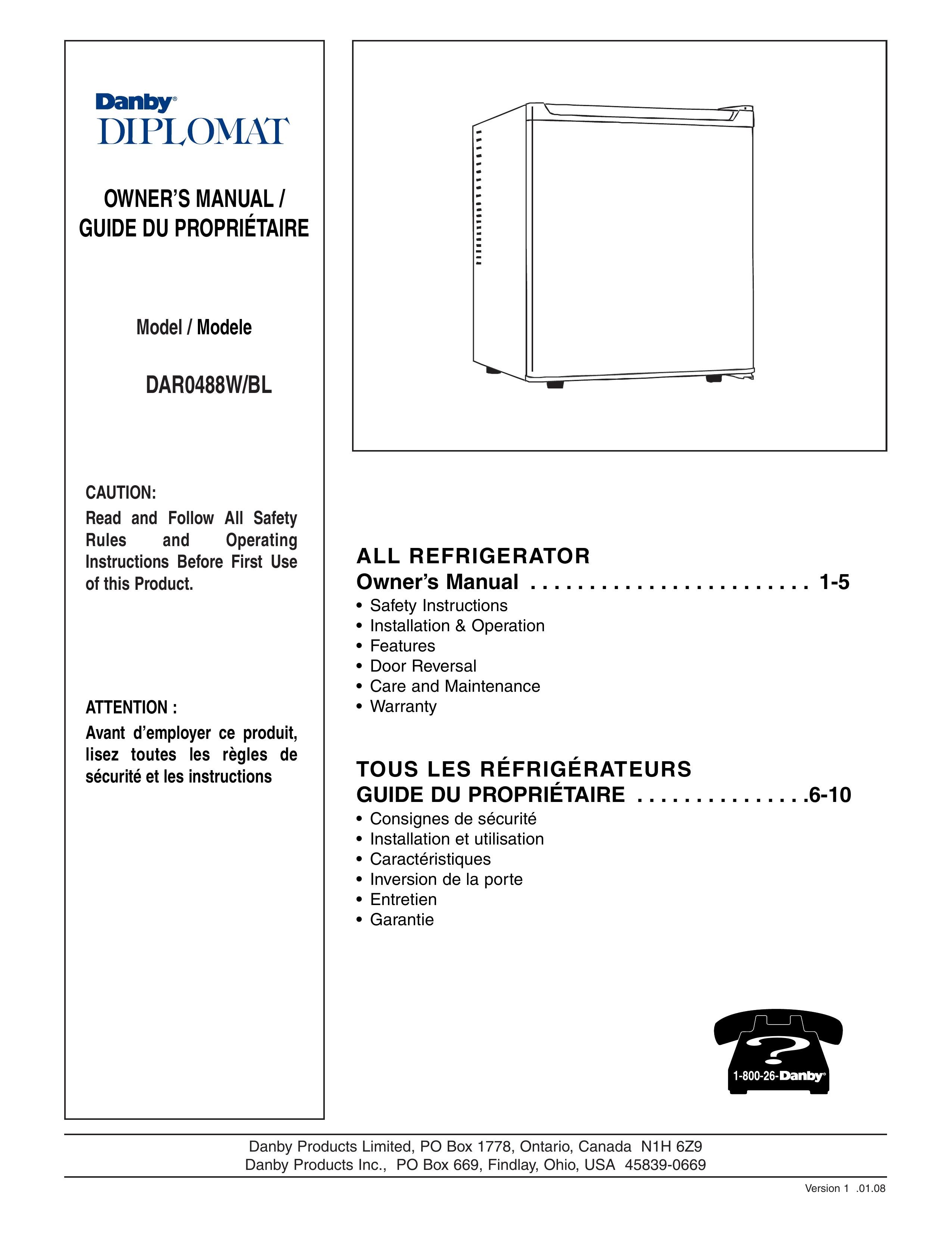 Danby DAR0488W Refrigerator User Manual