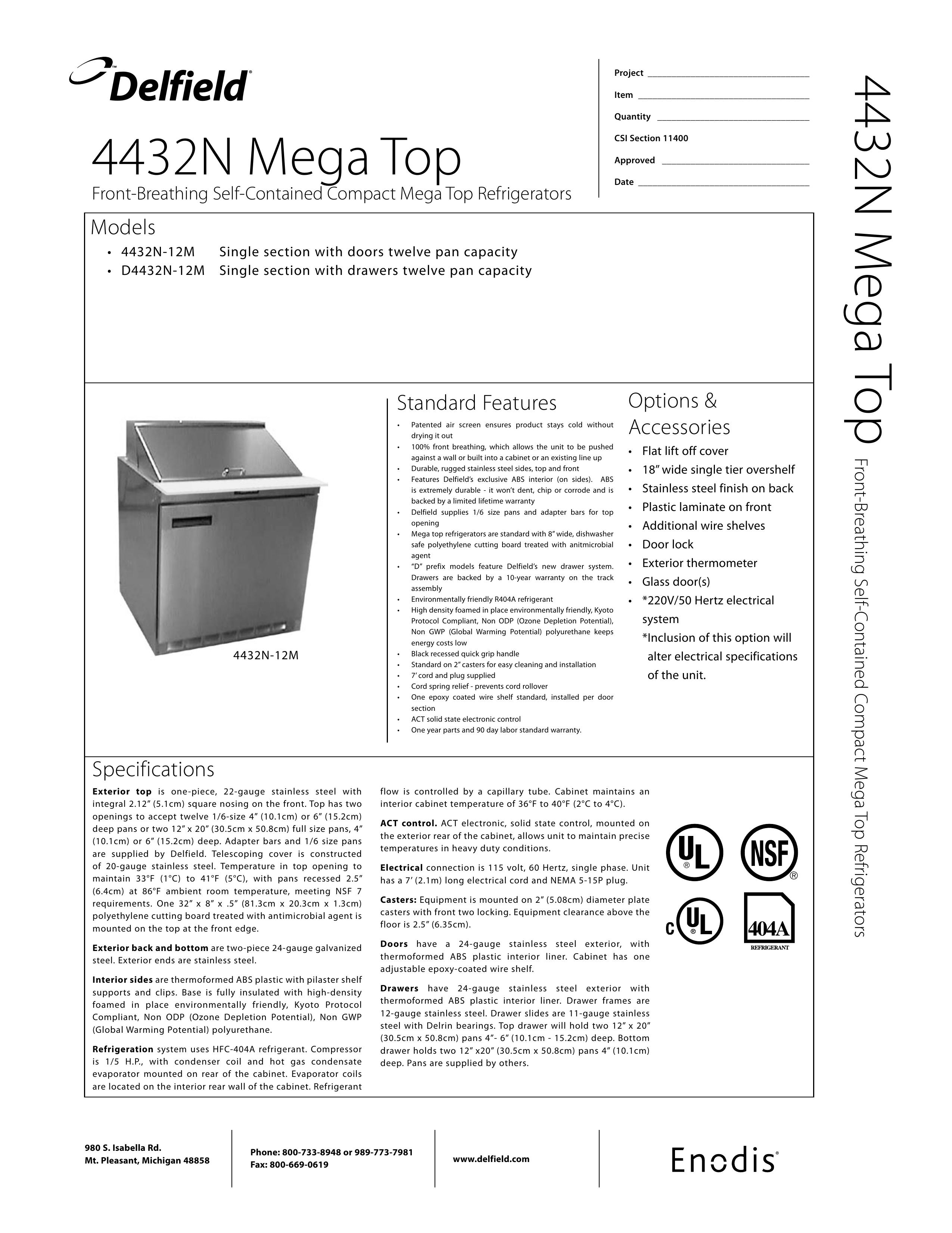 Delfield D4432N-12M Refrigerator User Manual