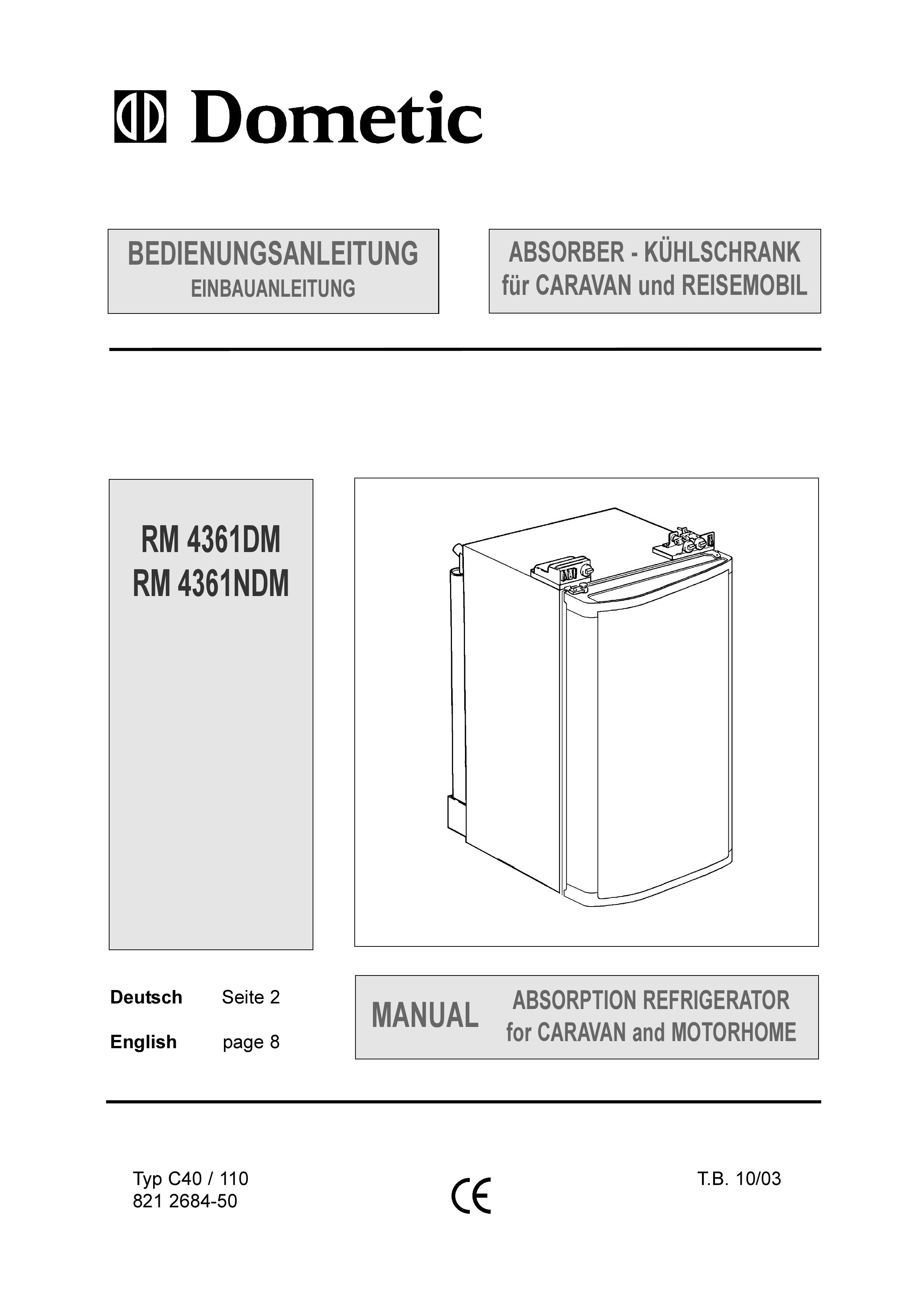 Dometic RM 4361DM Refrigerator User Manual