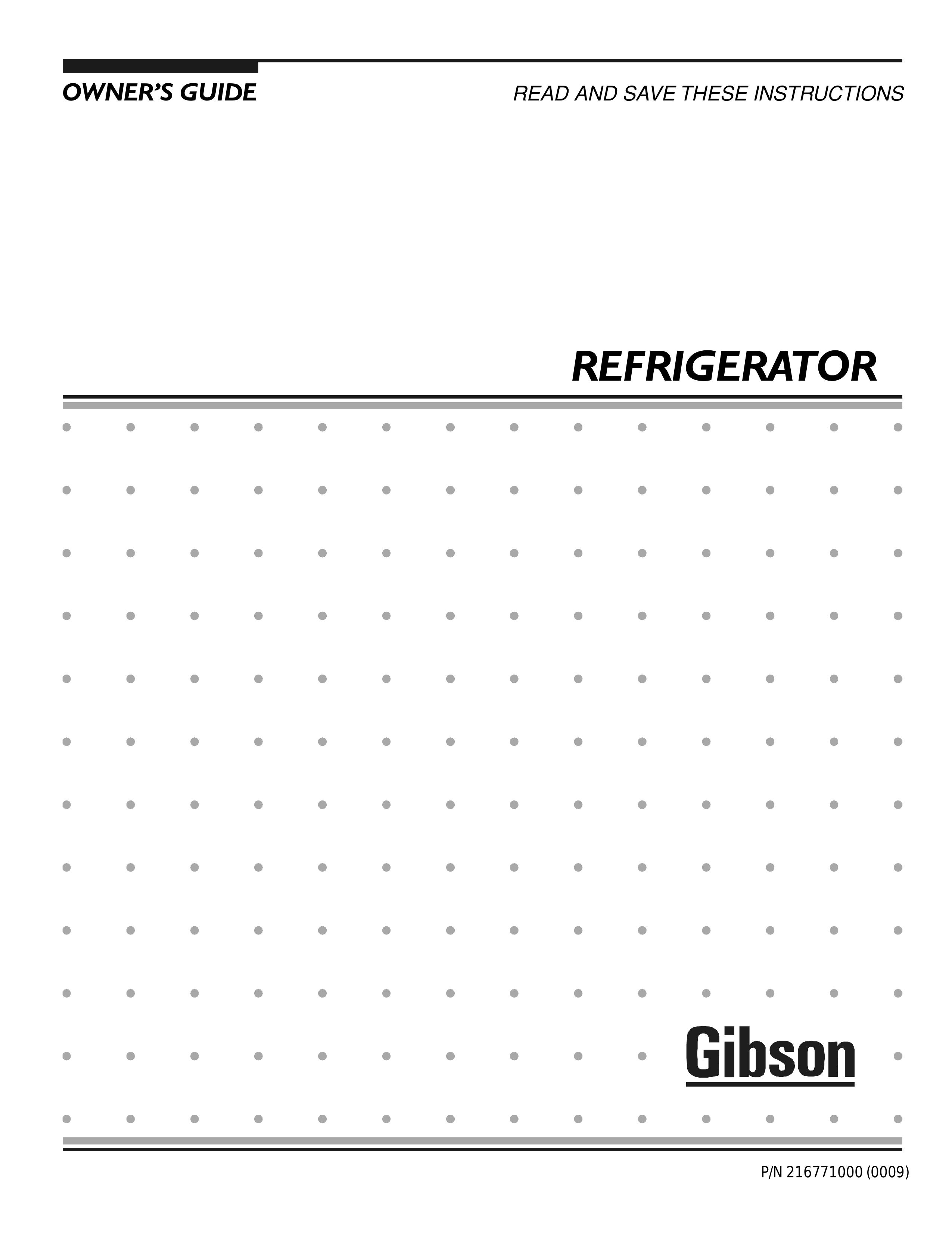 Electrolux - Gibson 216771000 Refrigerator User Manual