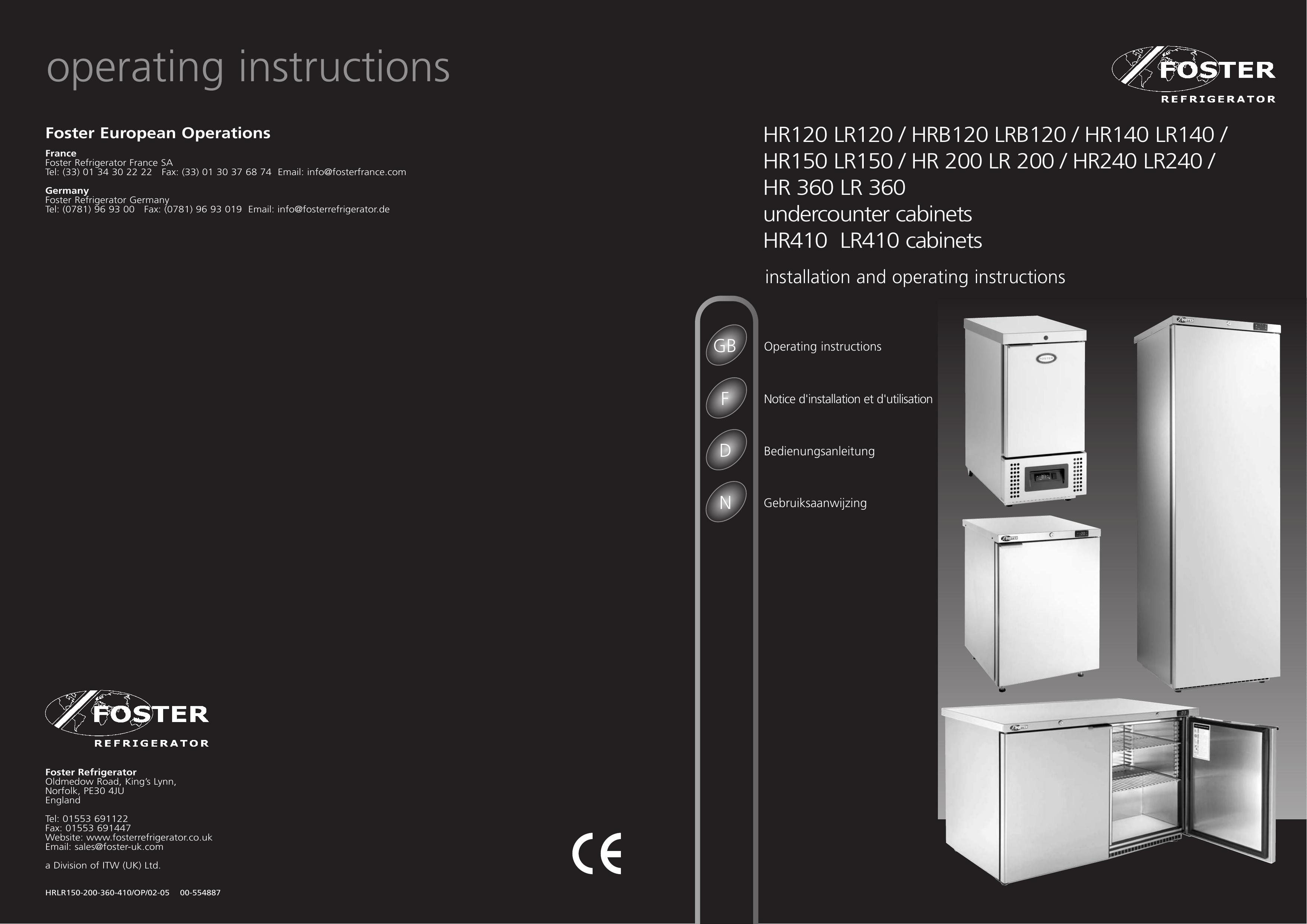 Foster HR240 LR240 Refrigerator User Manual
