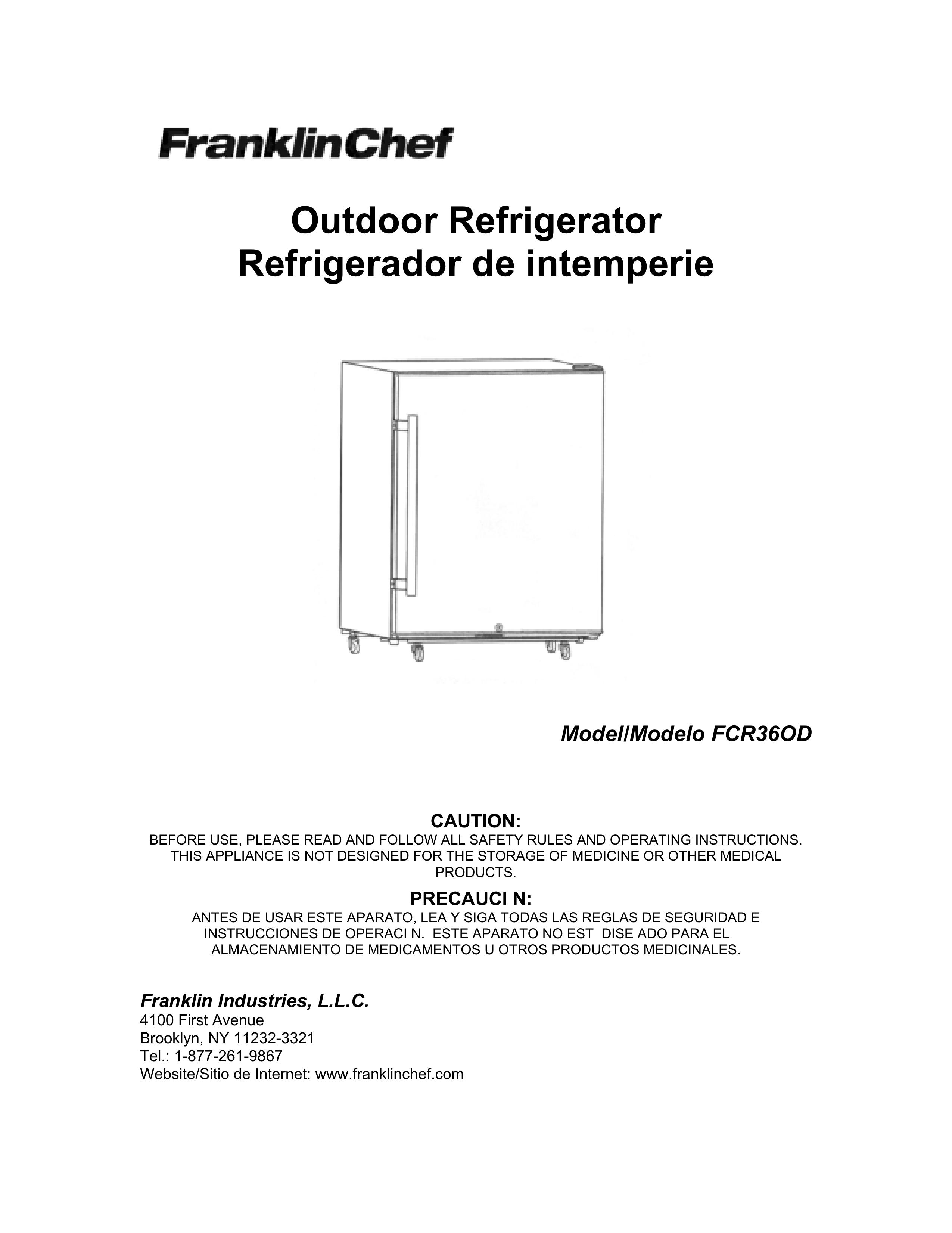 Franklin Industries, L.L.C. FCR36OD Refrigerator User Manual