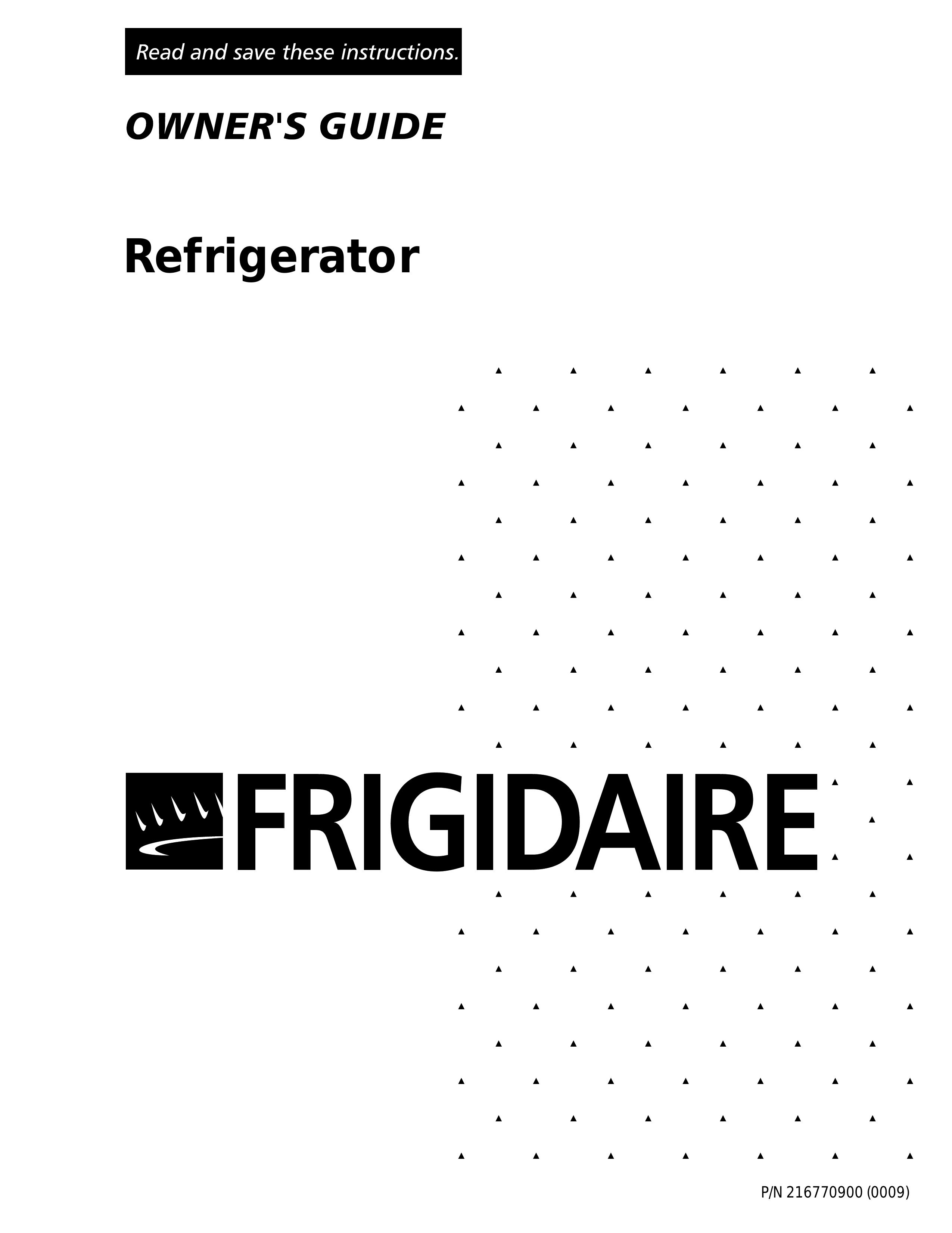 Frigidaire 216770900 Refrigerator User Manual