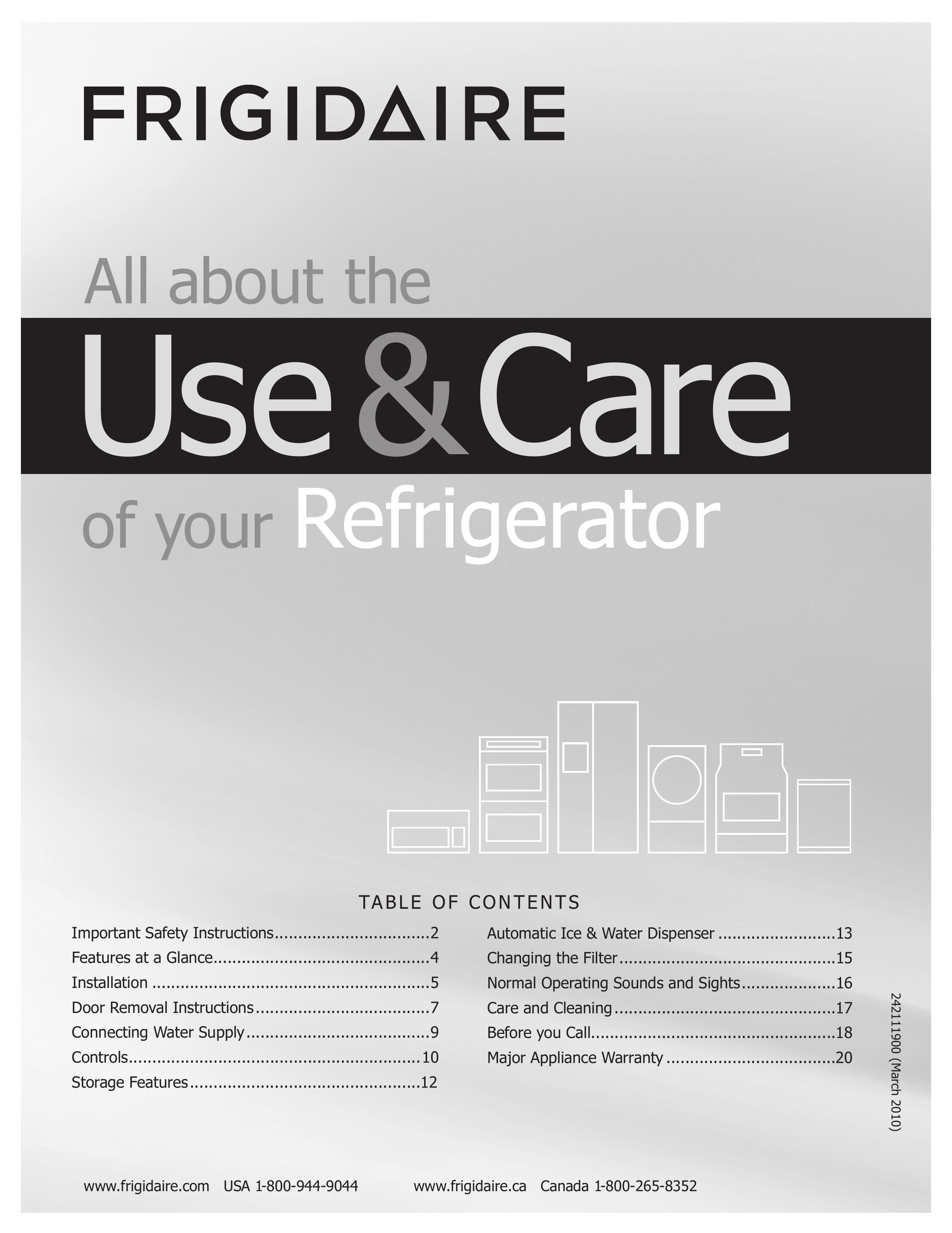Frigidaire 242111900 Refrigerator User Manual