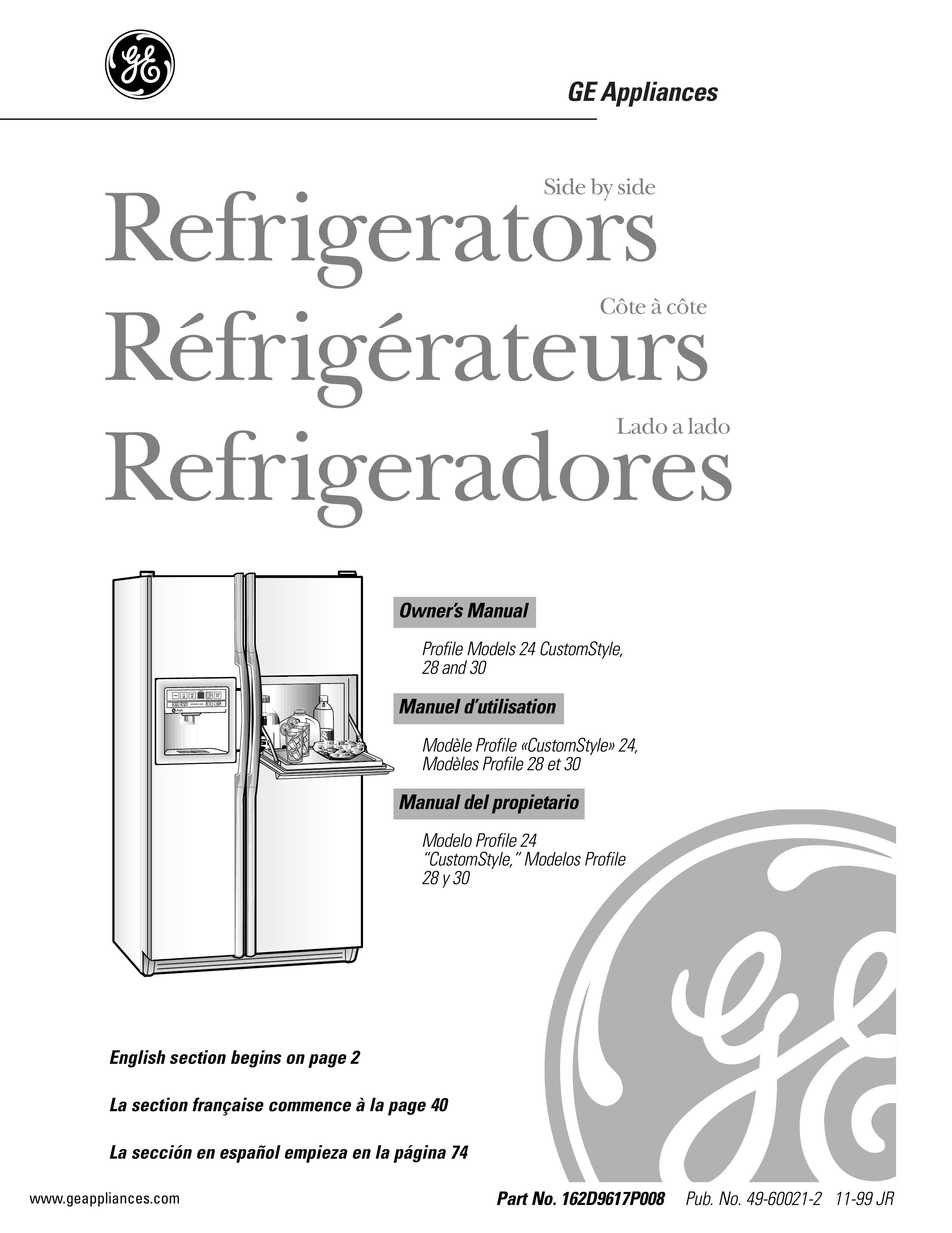 GE 162D9617P008 Refrigerator User Manual