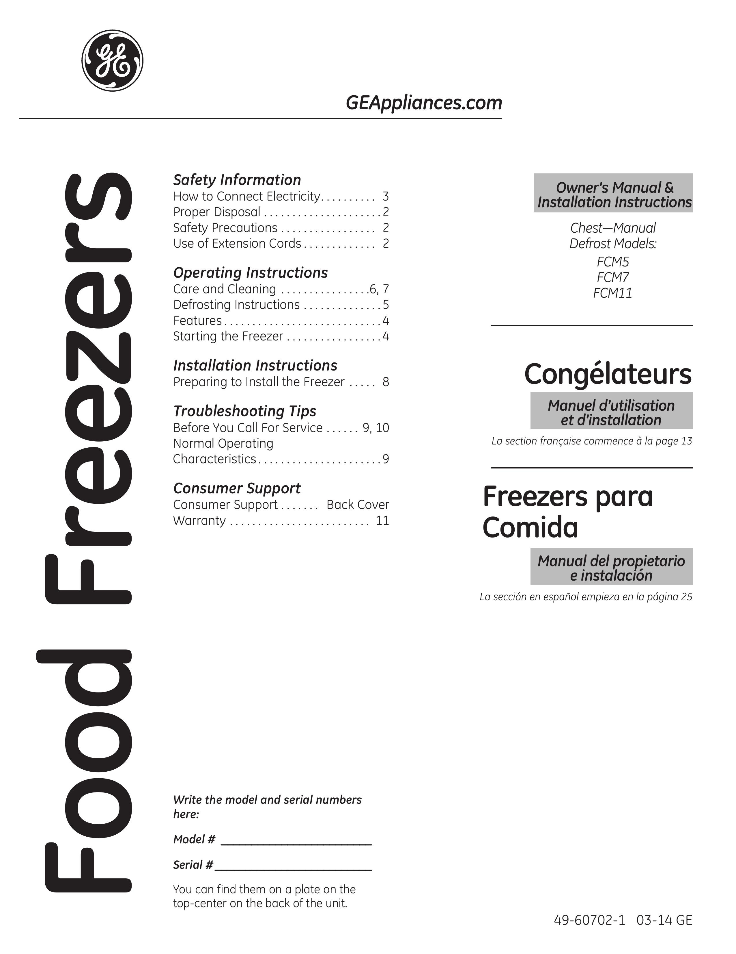 Genie FCM5 Refrigerator User Manual