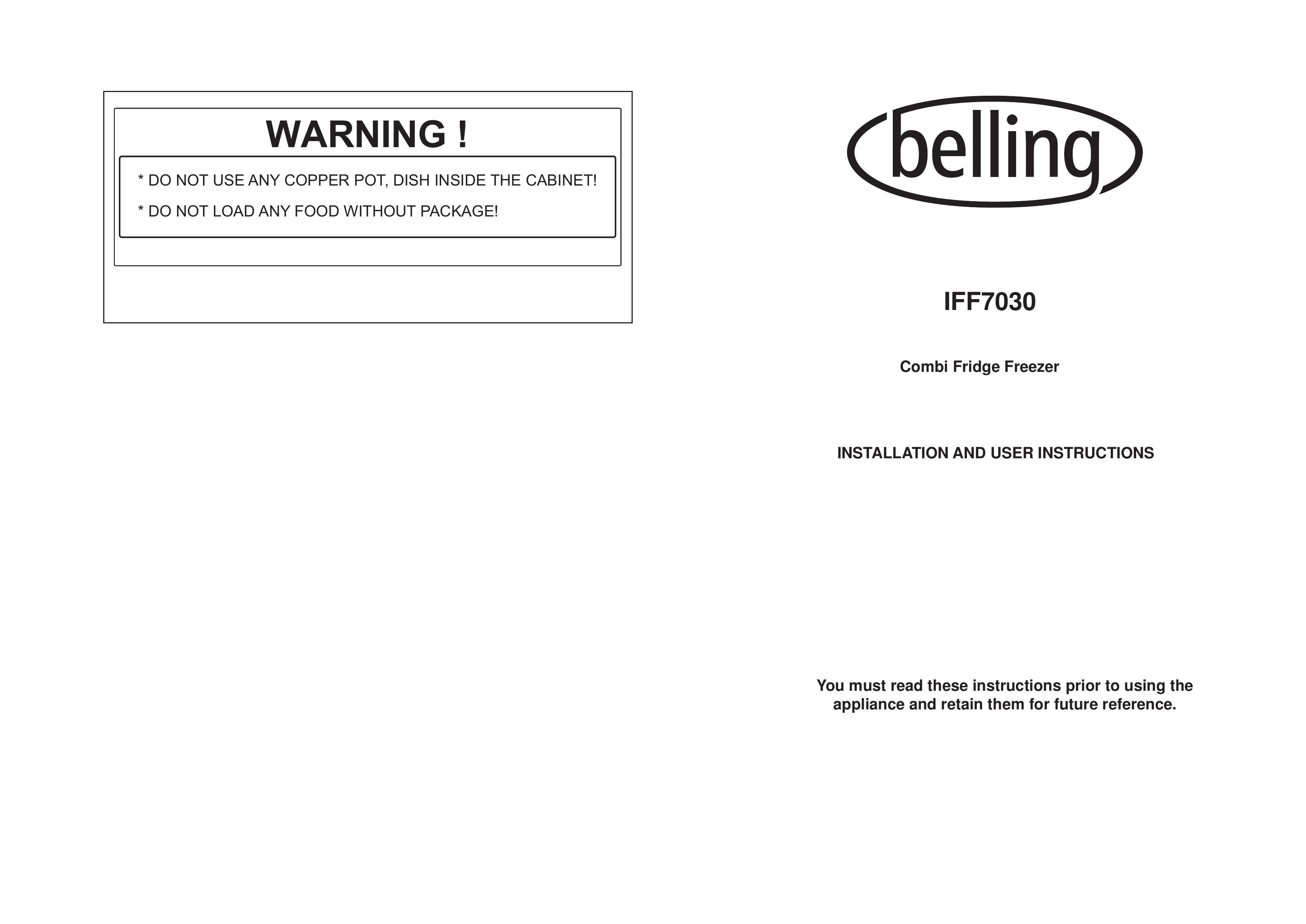 Glen Dimplex Home Appliances Ltd IFF7030 Refrigerator User Manual