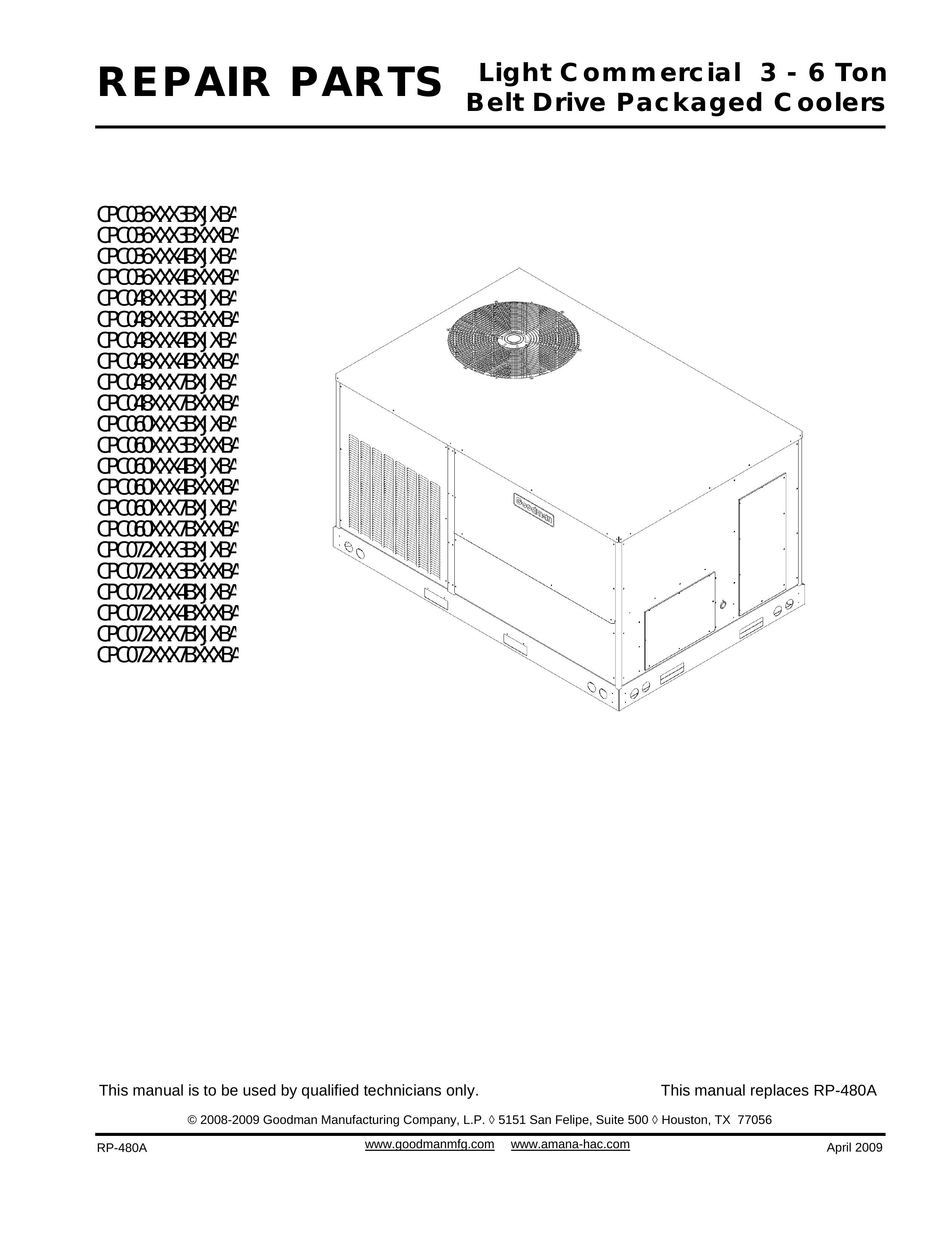 Goodman Mfg CPC036XXX3BXJXBA Refrigerator User Manual