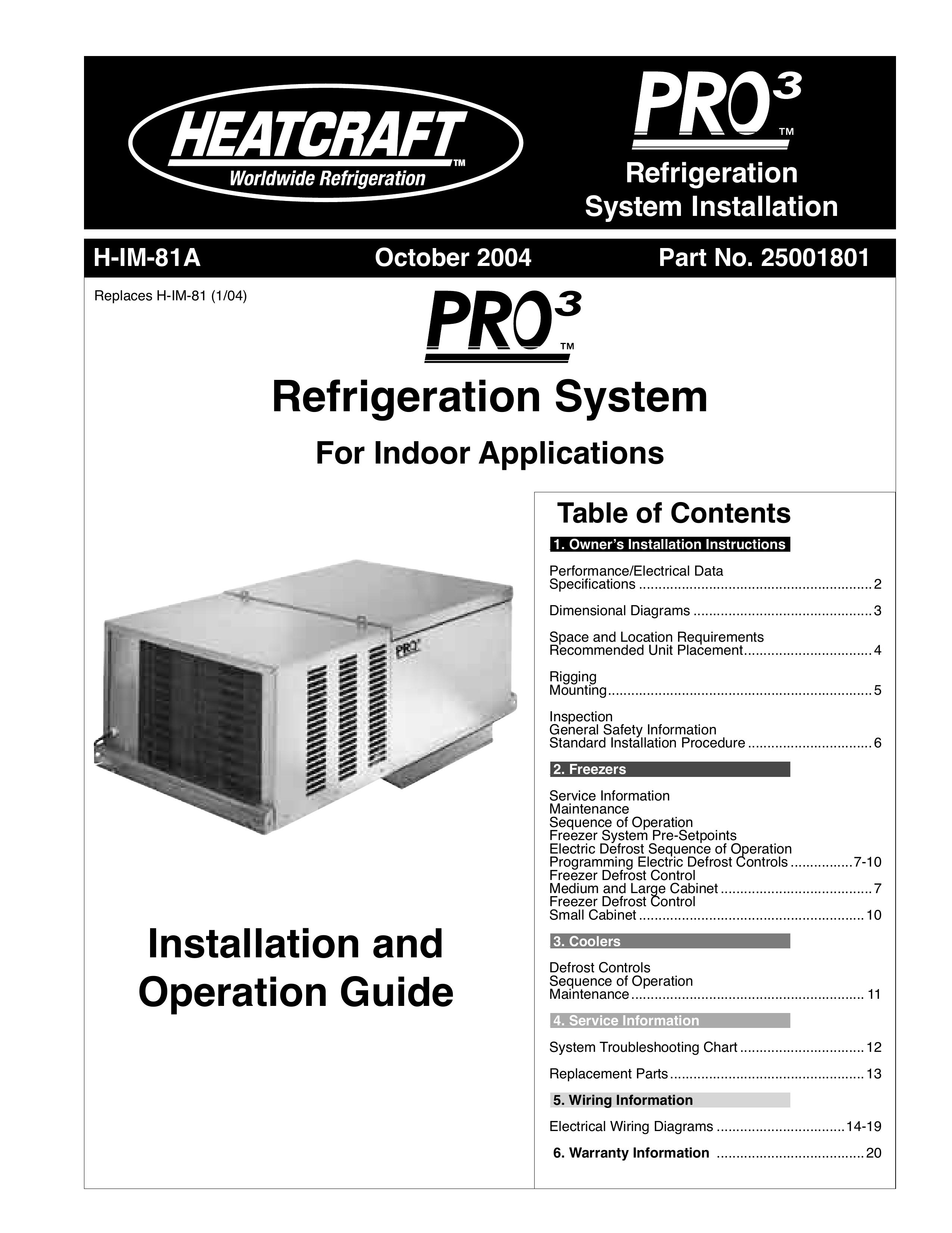 Heatcraft Refrigeration Products 25001501 Refrigerator User Manual