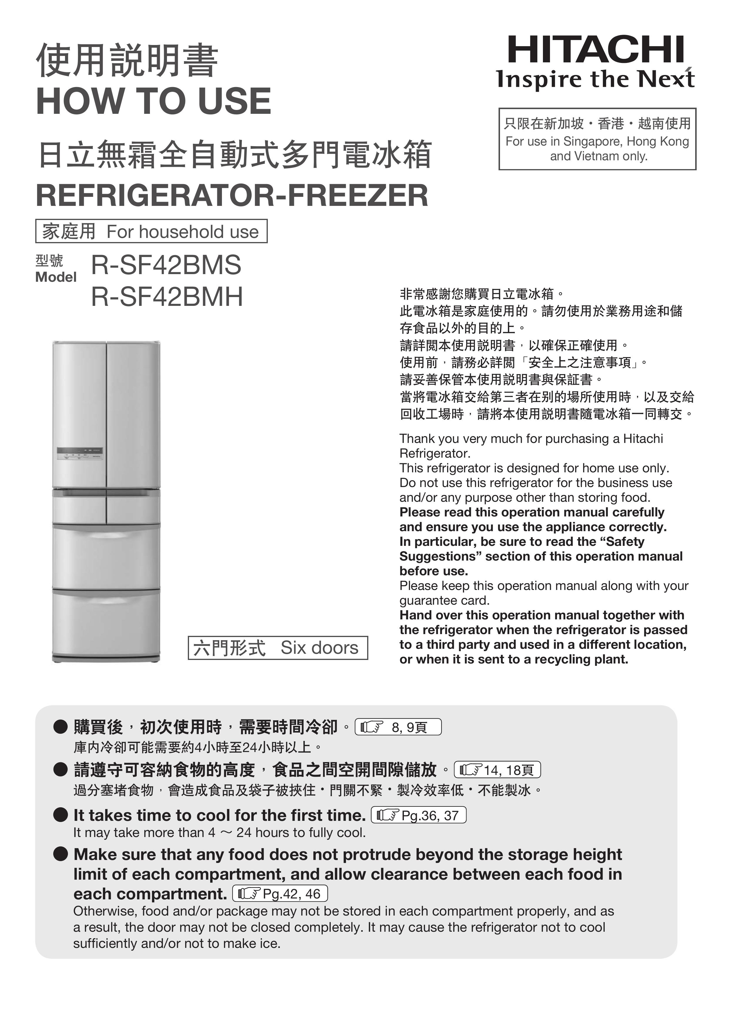 Hitachi r-sf42bms Refrigerator User Manual