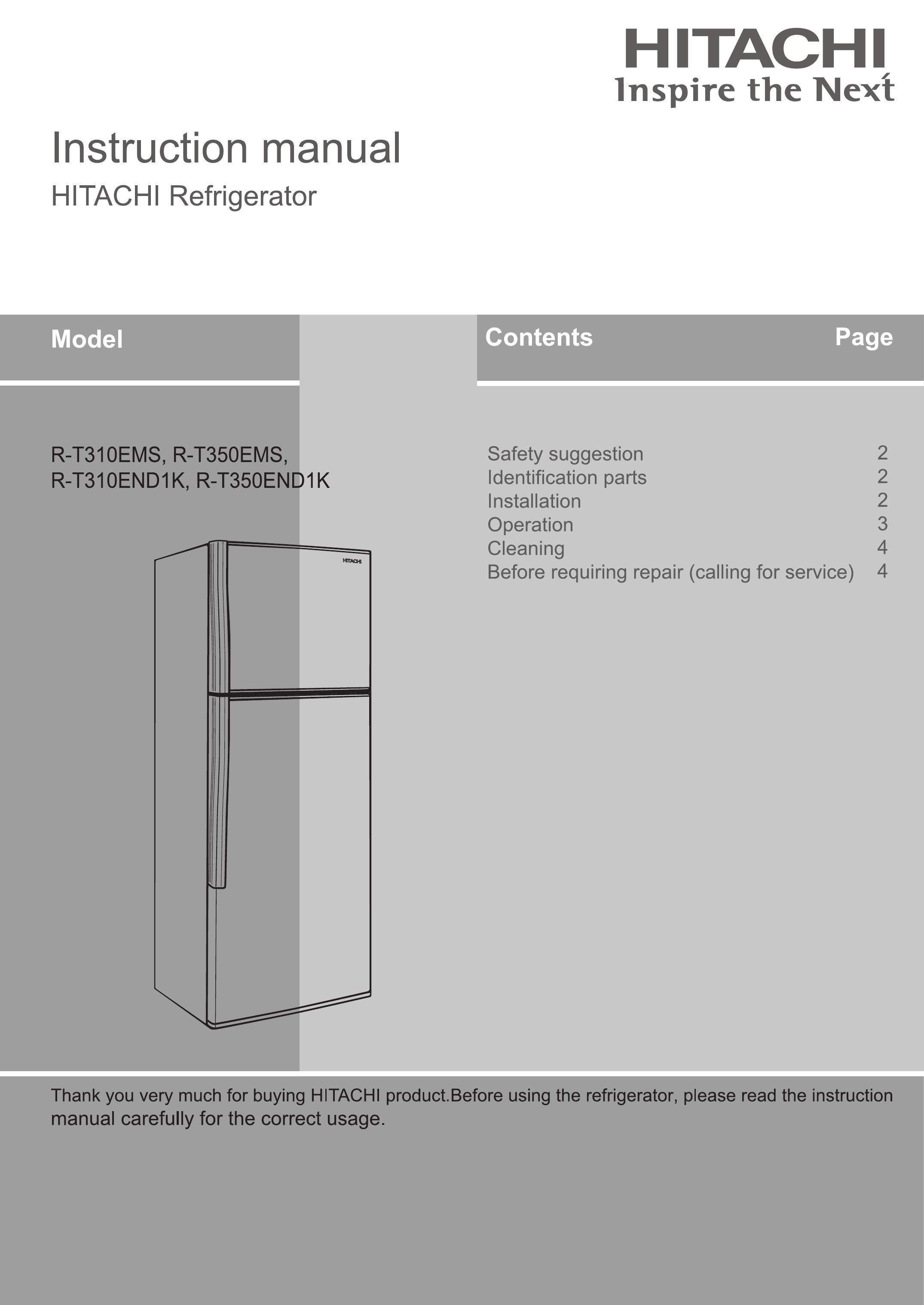 Hitachi R-T350END1K Refrigerator User Manual