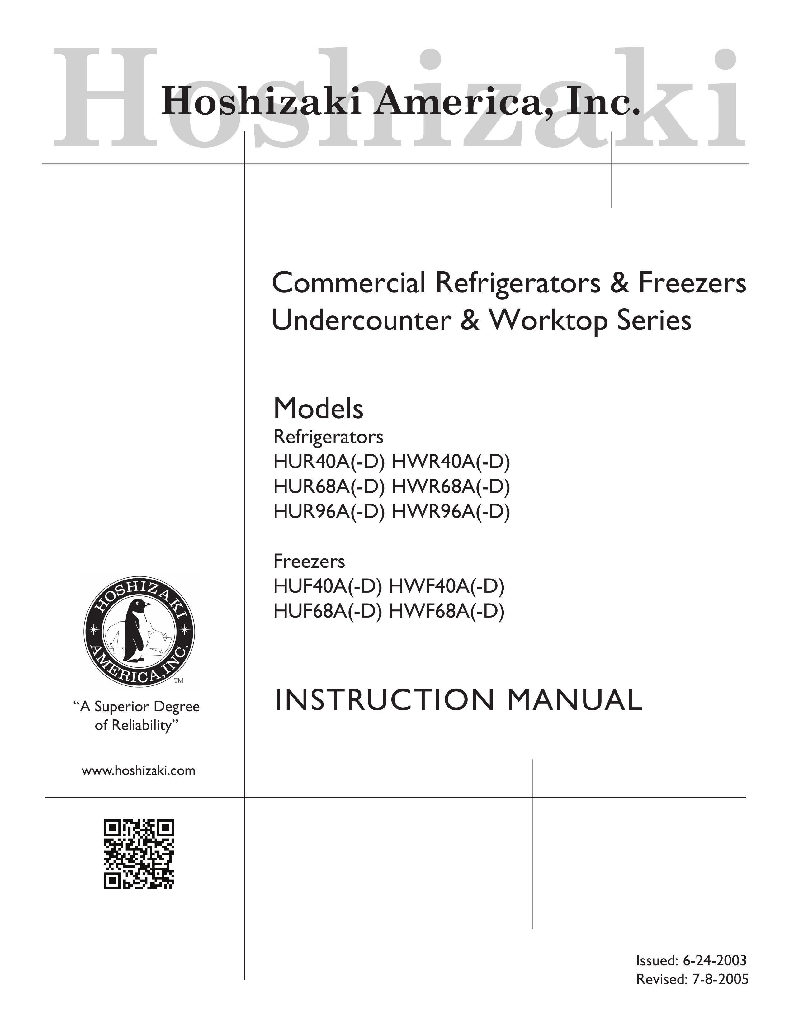 Hoshizaki hur96a Refrigerator User Manual