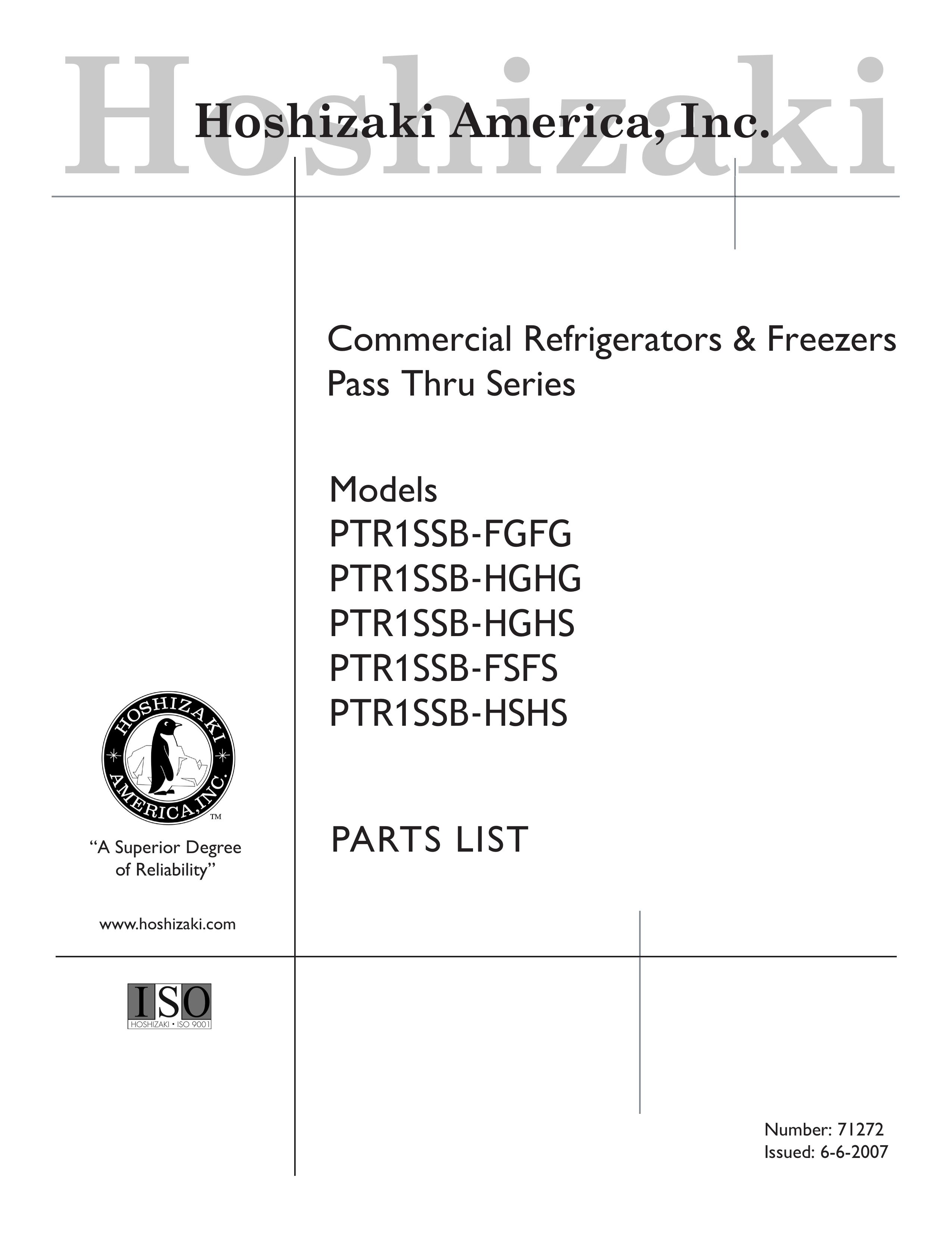Hoshizaki PTR1SSB-HSHS Refrigerator User Manual