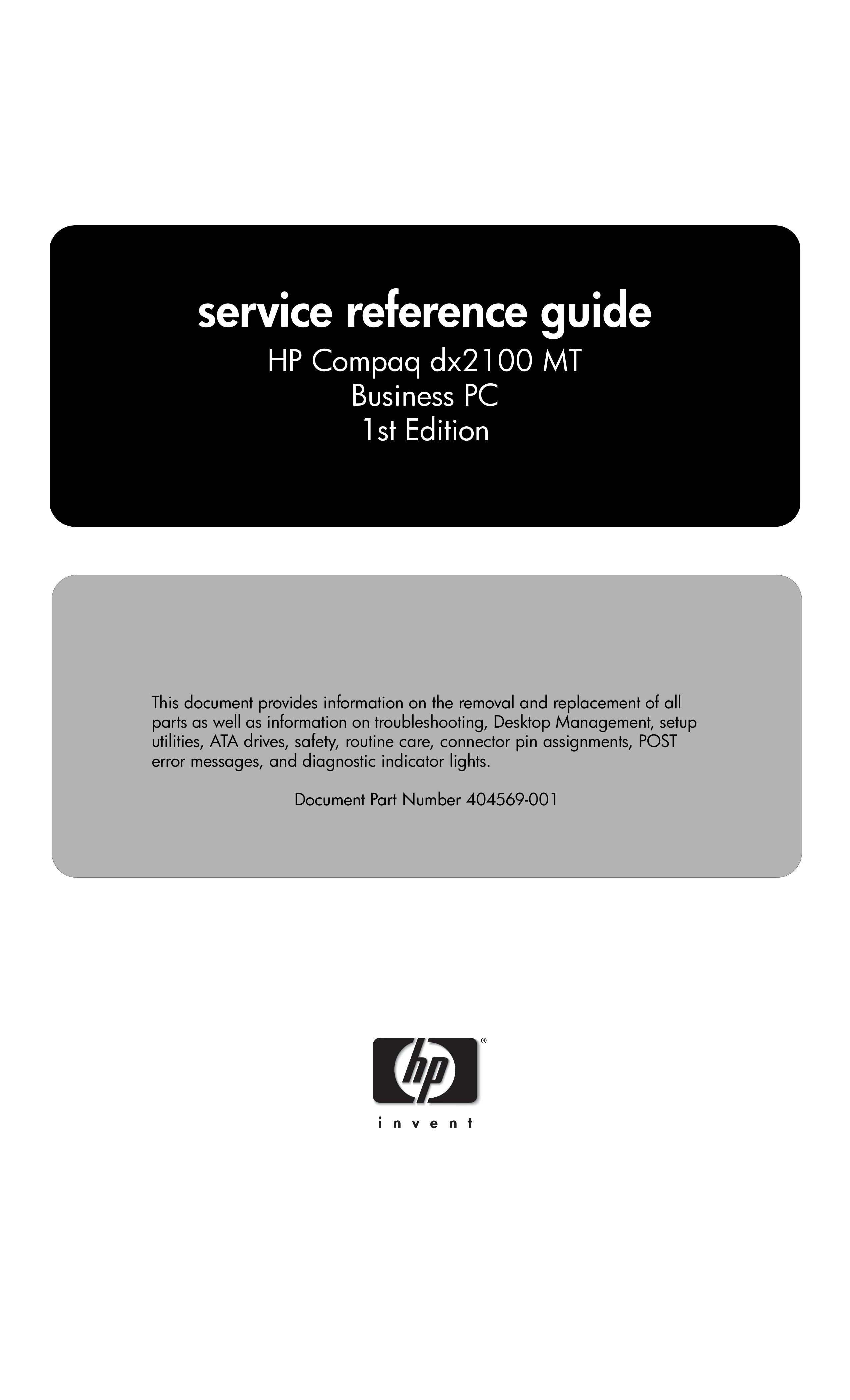 HP (Hewlett-Packard) dx2100 MT Refrigerator User Manual