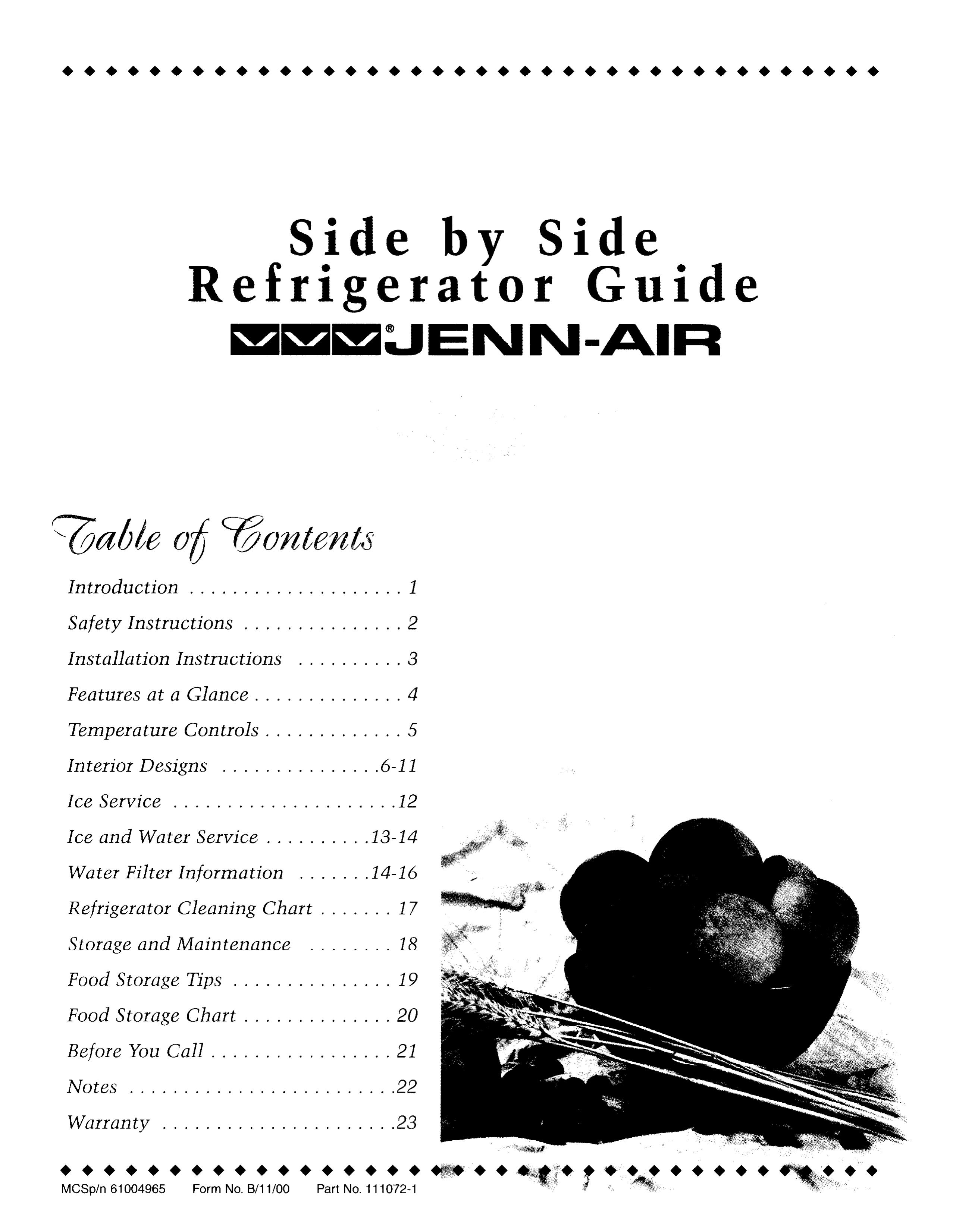 Jenn-Air JCD2389DEB Refrigerator User Manual