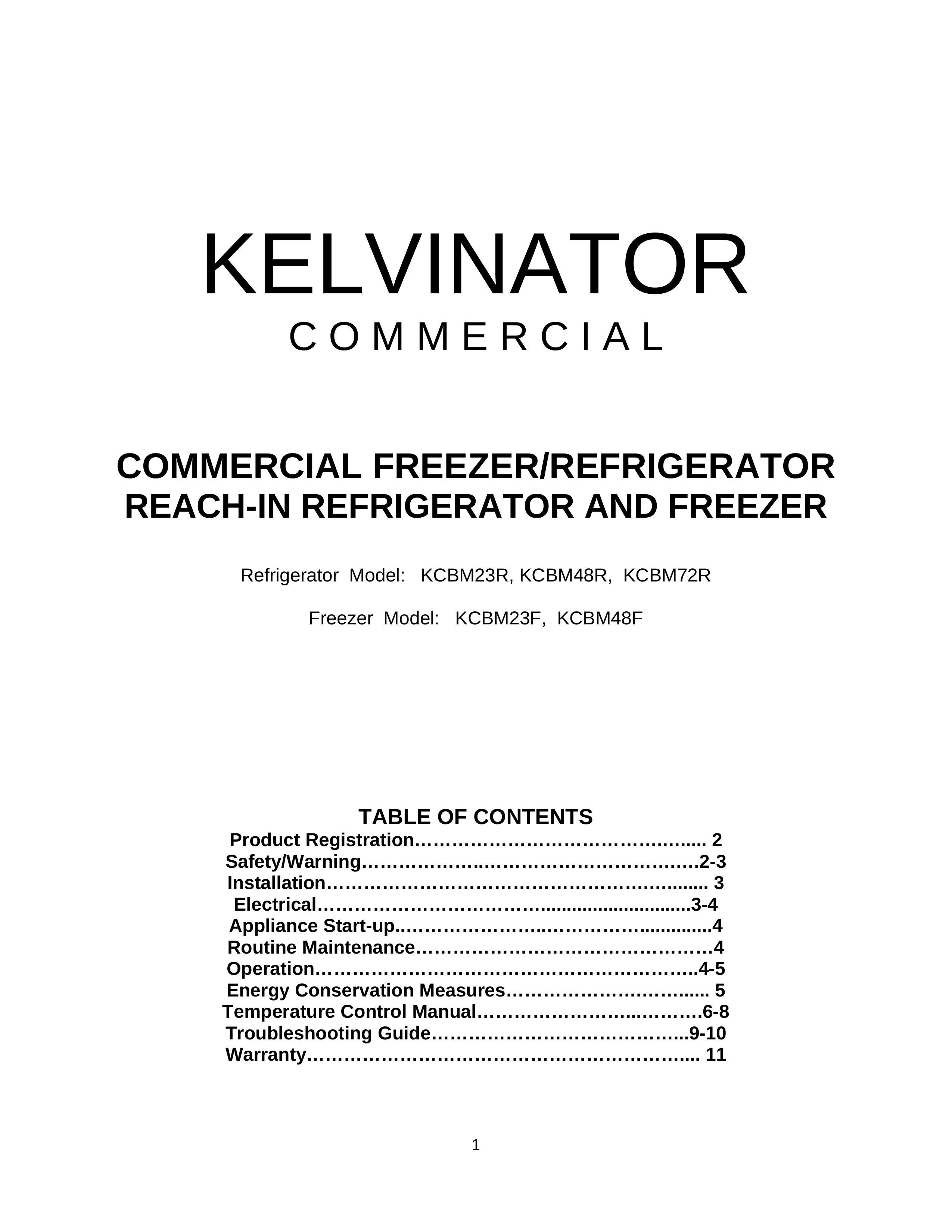 Kelvinator KCBM23F Refrigerator User Manual