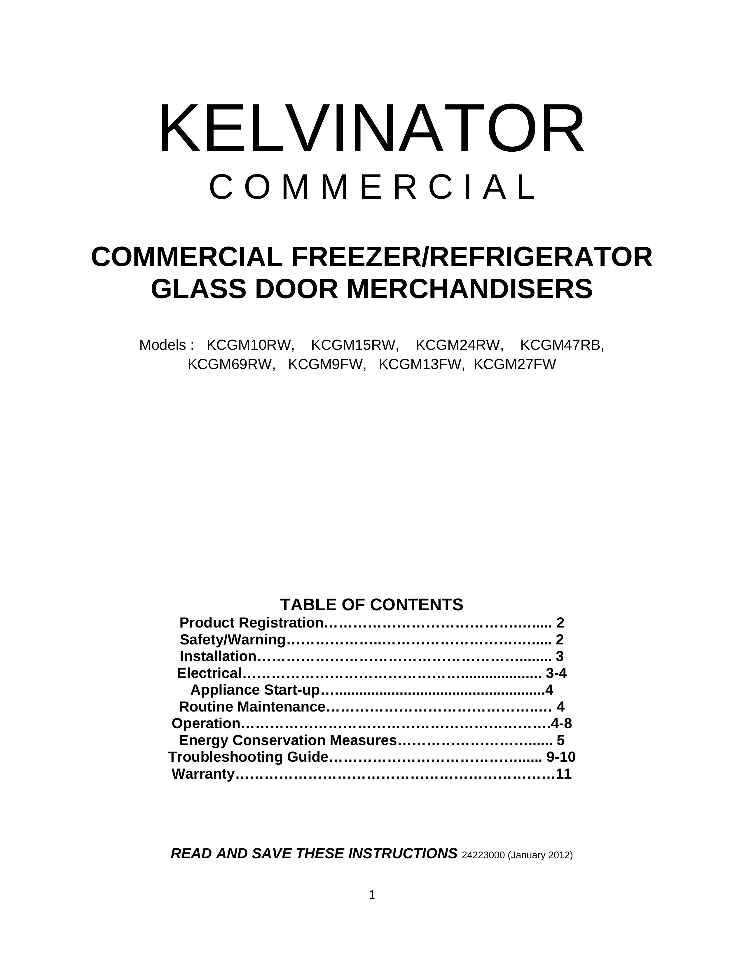 Kelvinator KCGM10RW Refrigerator User Manual