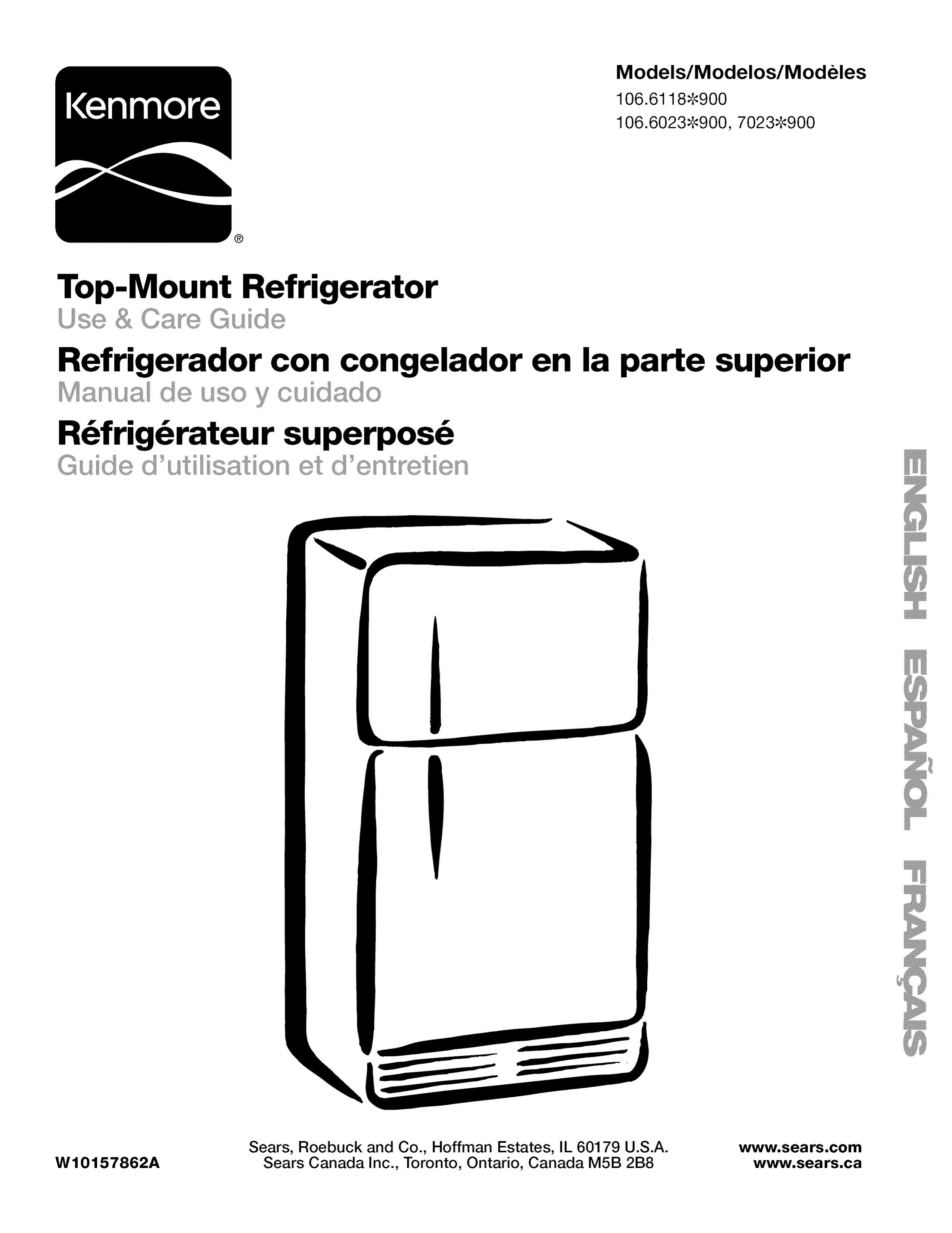 Kenmore 103.311849 Refrigerator User Manual