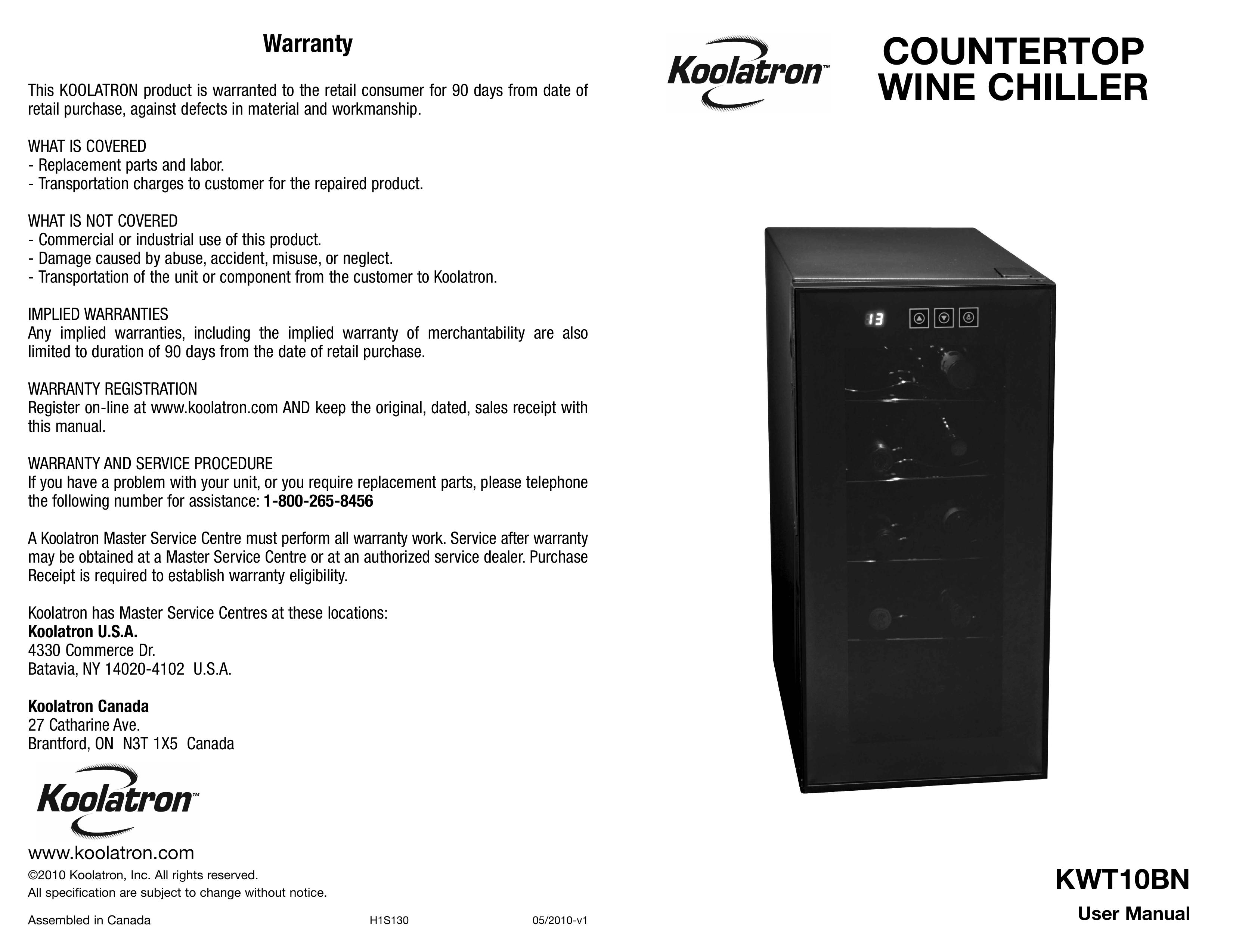 Koolatron KWT10BN Refrigerator User Manual