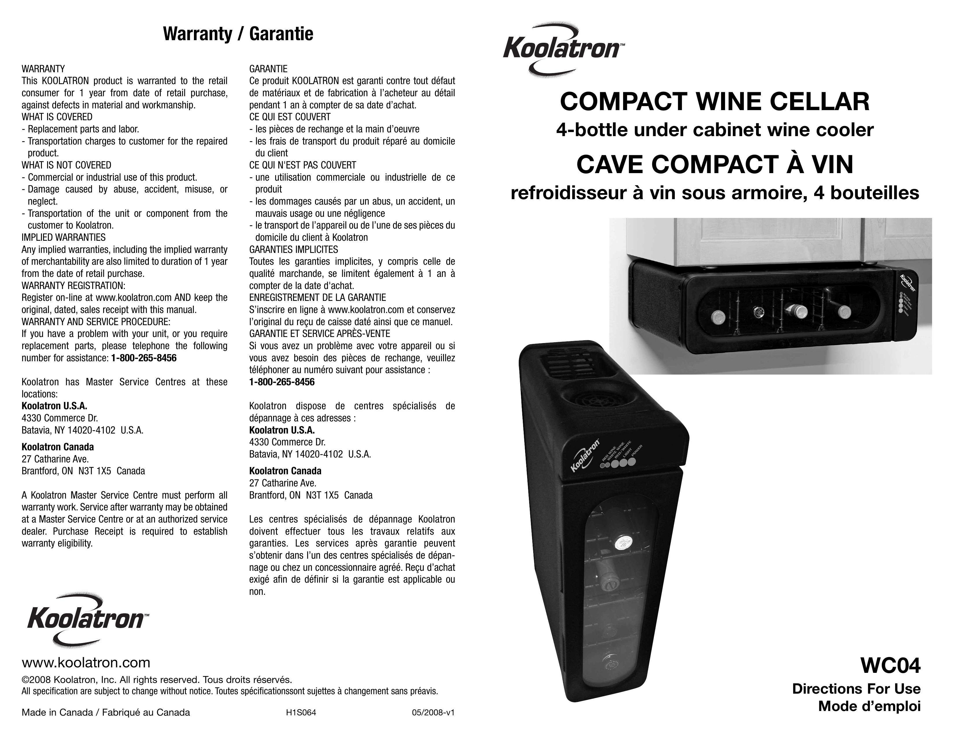 Koolatron WC04 Refrigerator User Manual